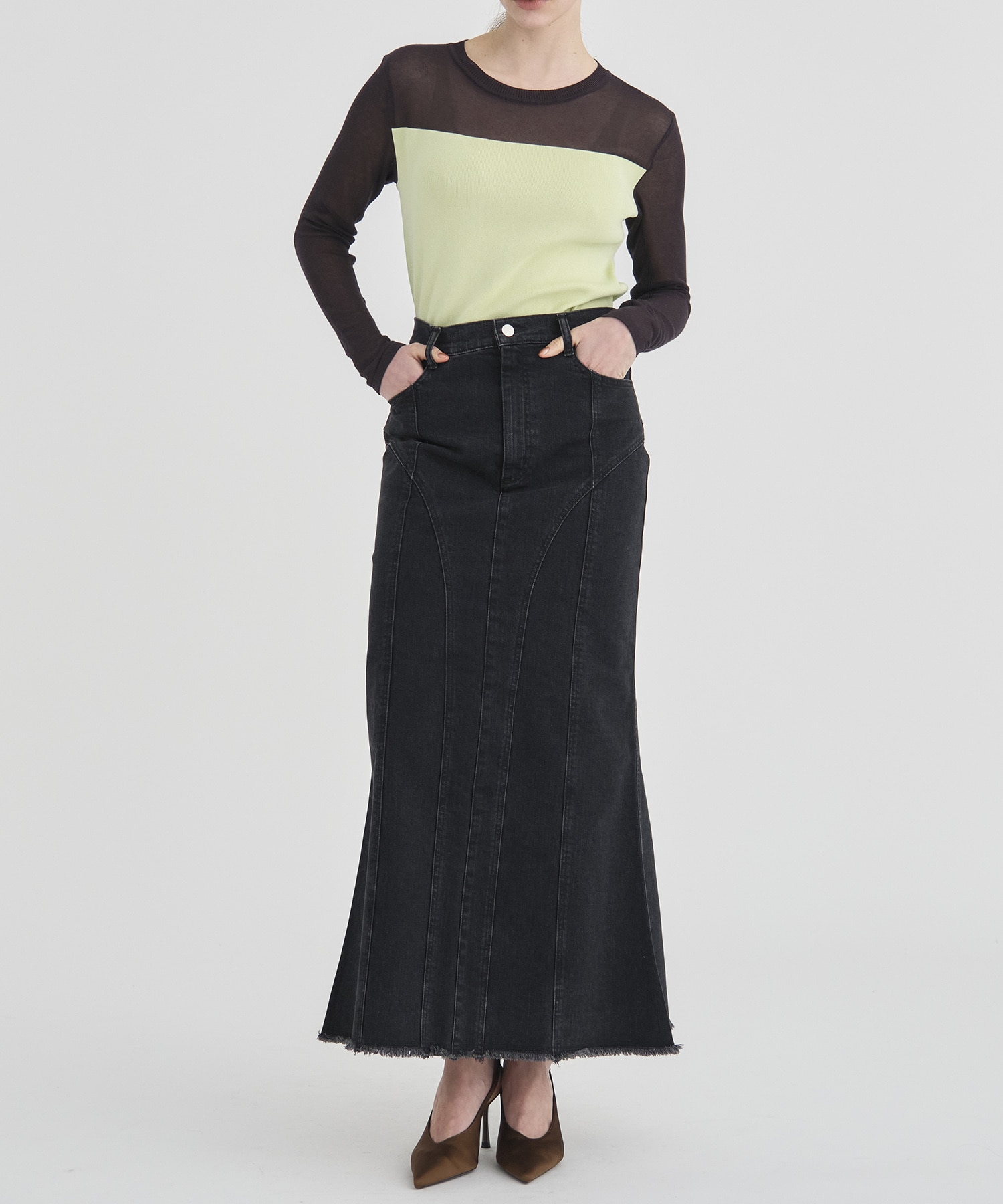 Sheer line Knit Tops RITAN