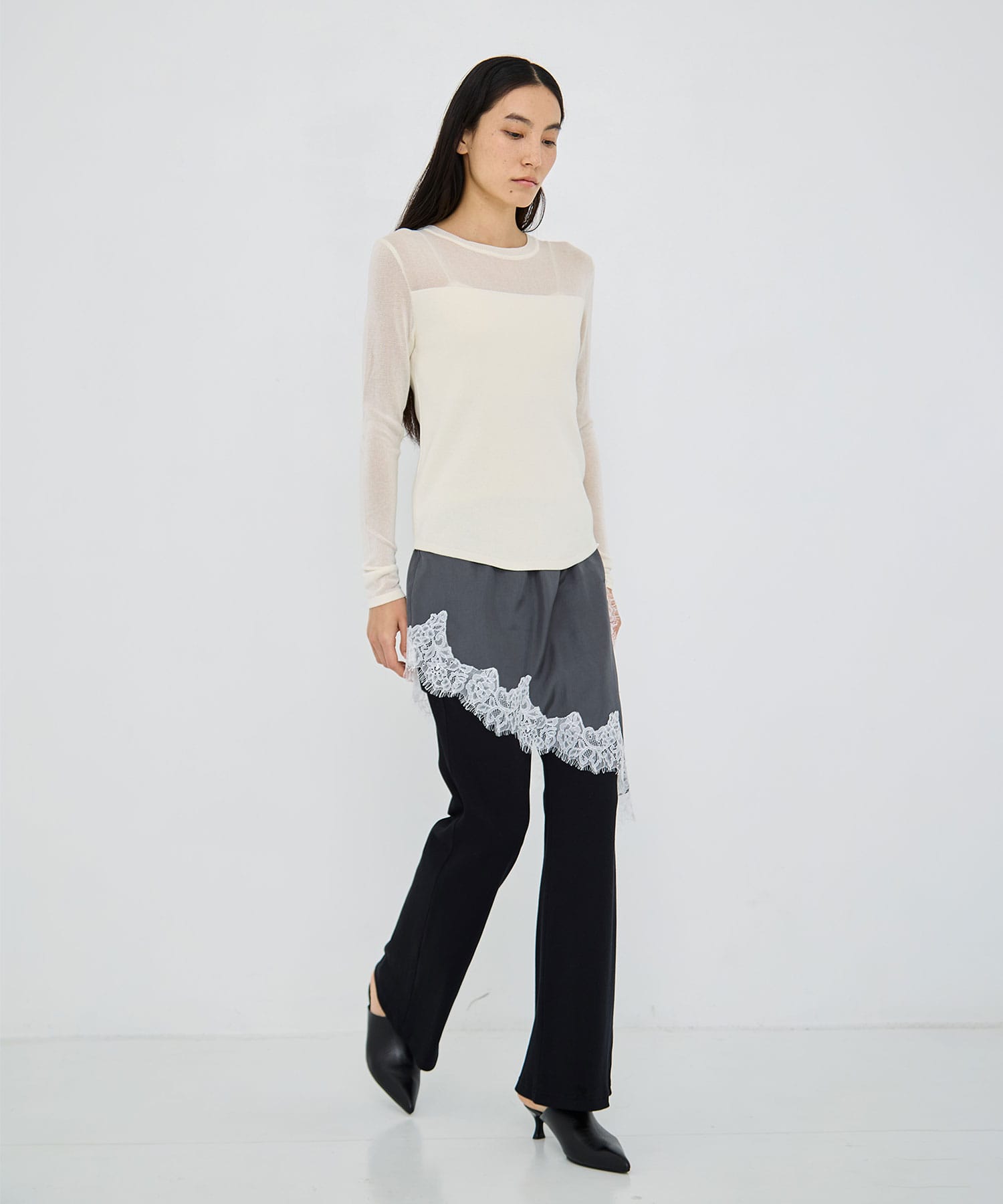 Sheer line Knit Tops RITAN