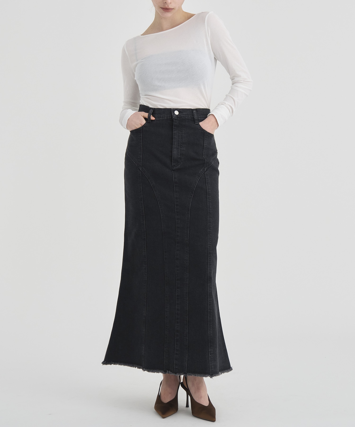 Cutting Stretch Denim Skirt RITAN