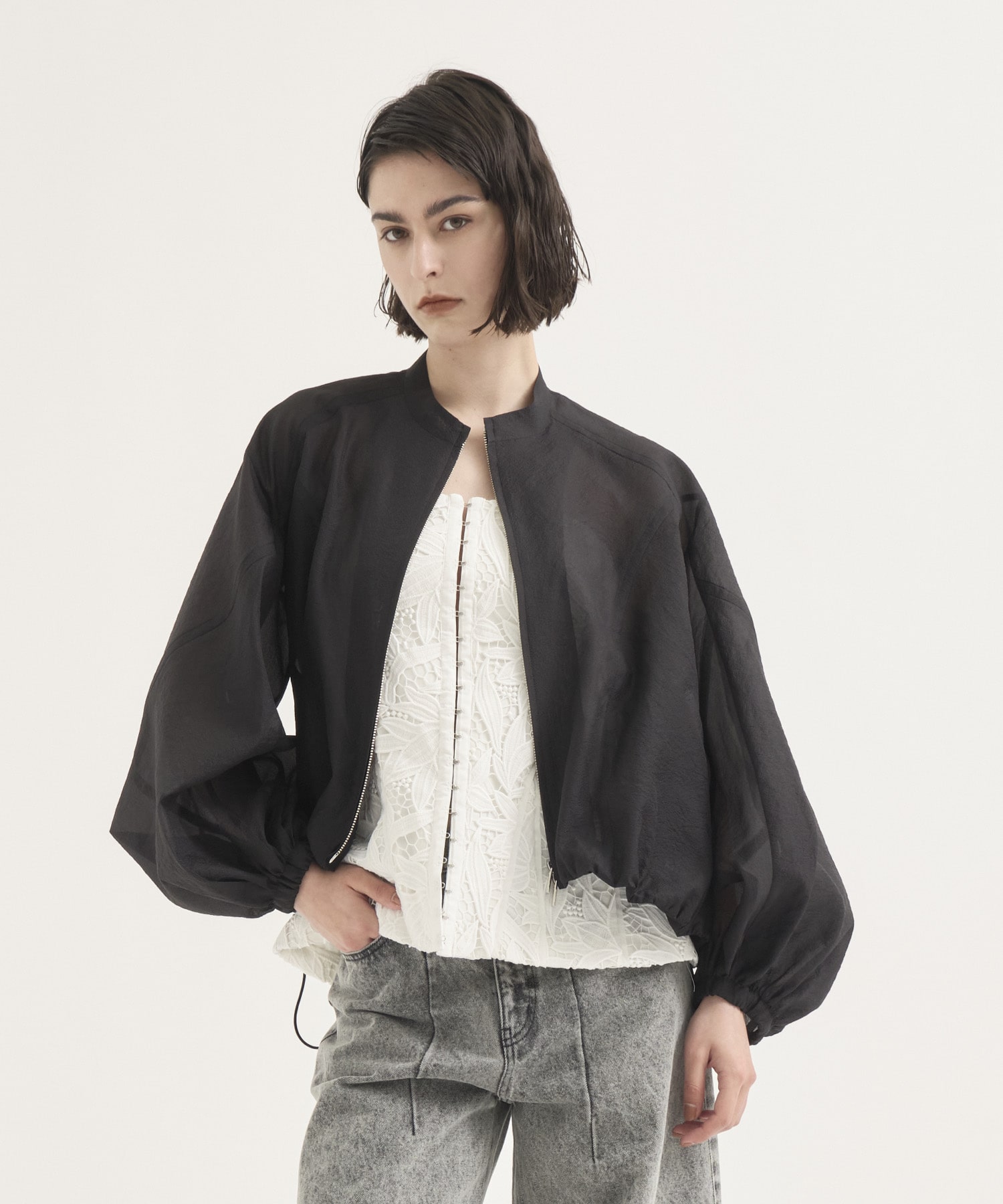 Rough Over Sheer Blouson RITAN