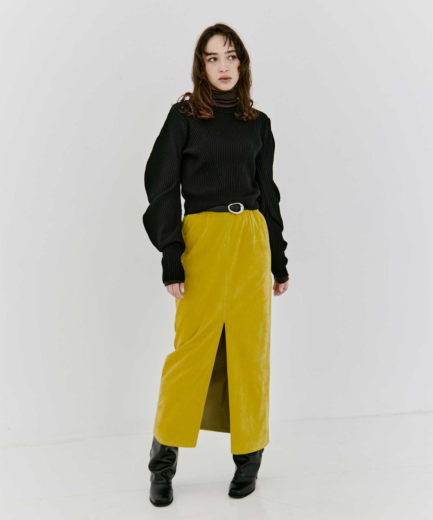 Velveteen Slit Skirt RITAN