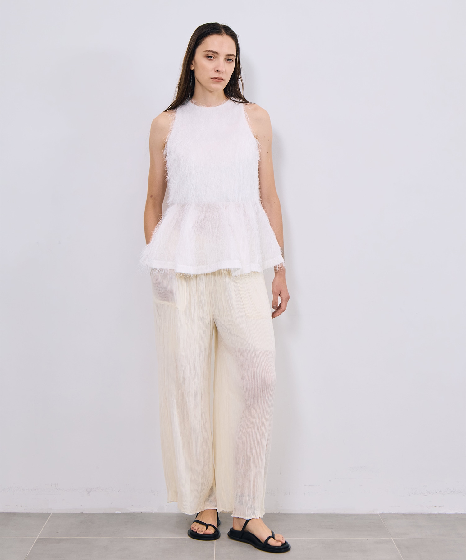 Shaggy Jacquard Peplum Tops RITAN