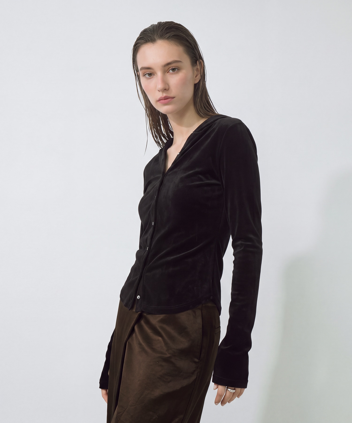 Velours Hoodie Cut Tops RITAN