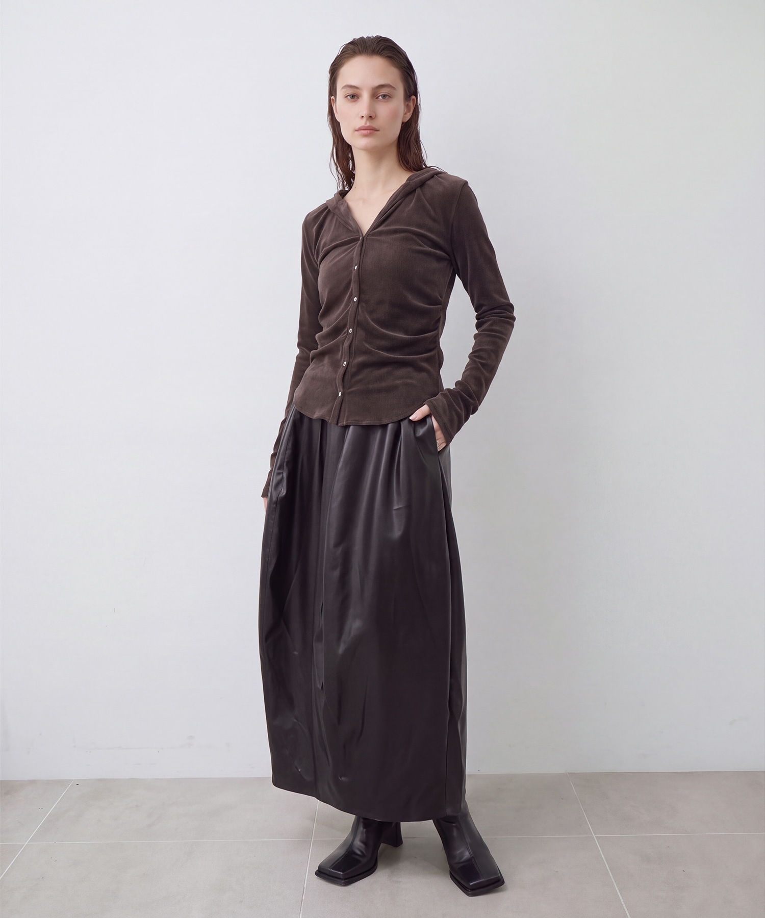 Velours Hoodie Cut Tops RITAN