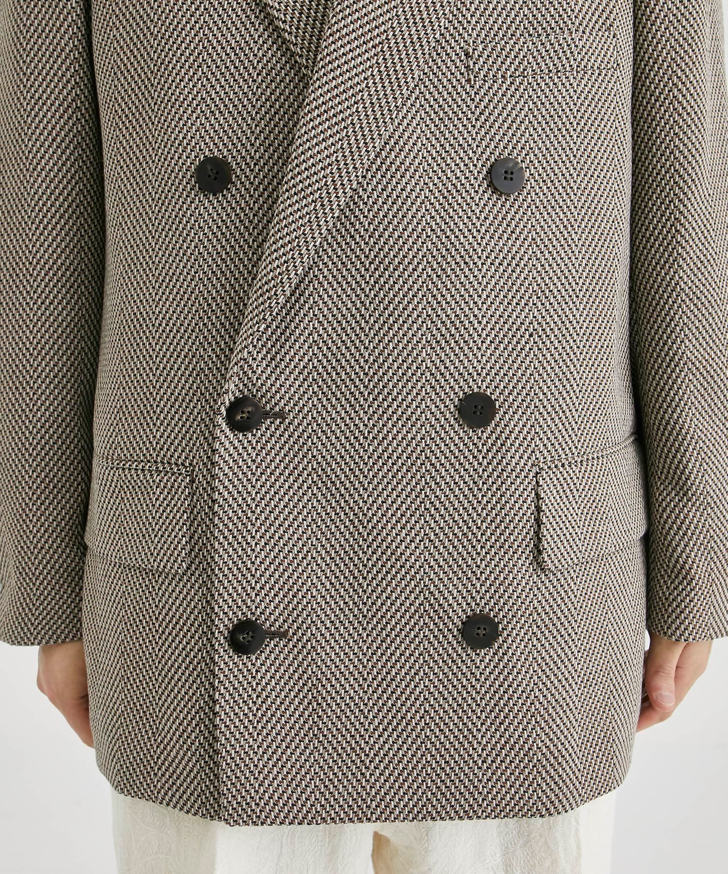 DROPPED SHOULDER DOUBLE BREASTED JACKET WITH NOTCHED COLLAR OVERCOAT