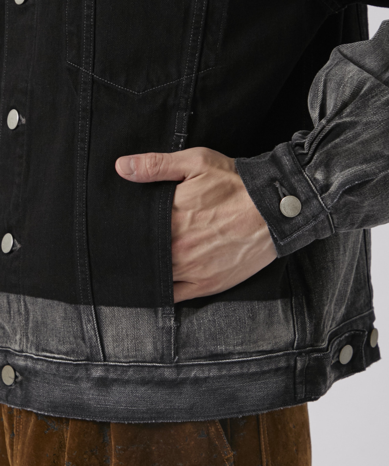 LASER PROCESSED DENIM TRUCKER JACKET YOKE