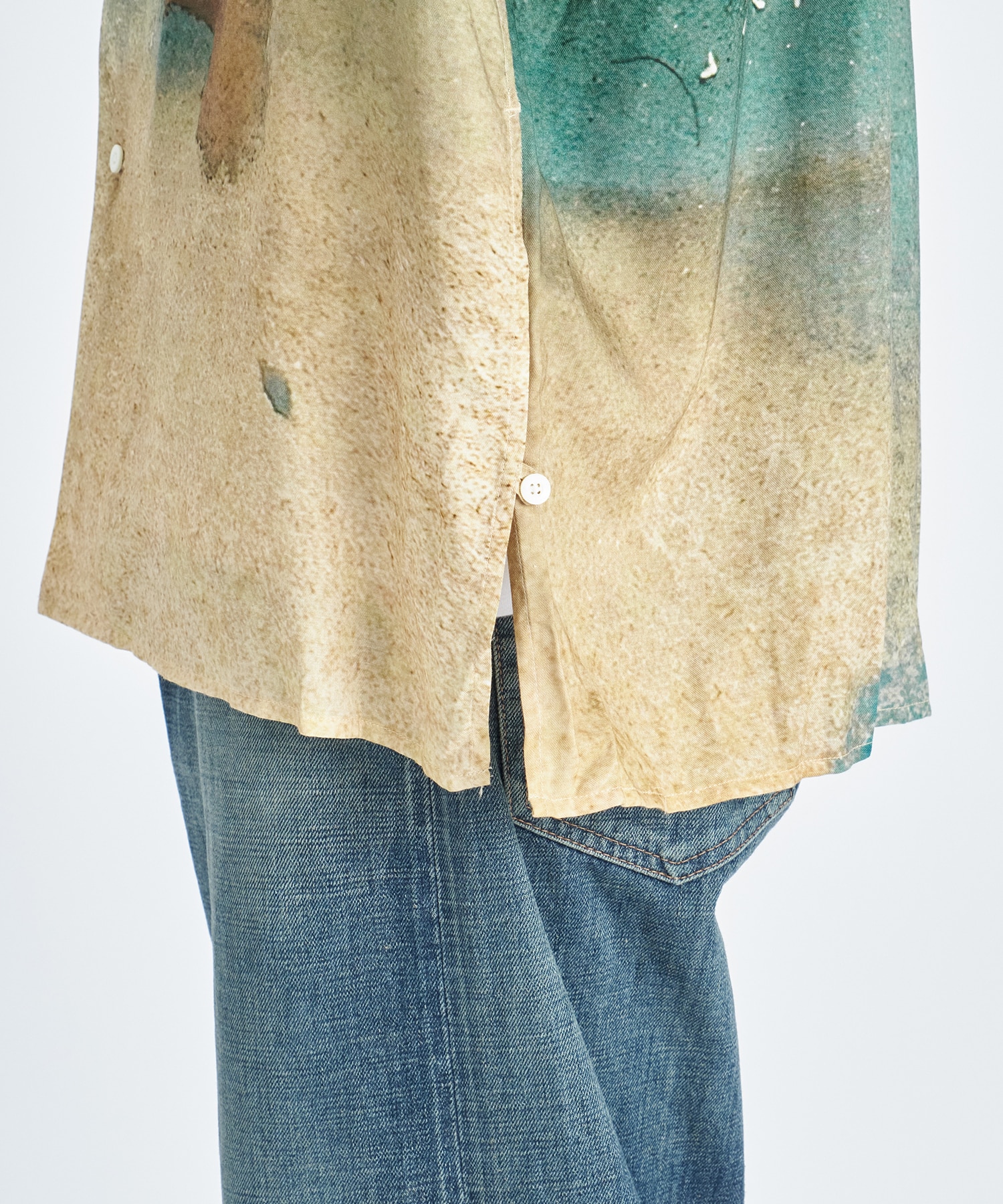 LANDSCAPE PRINTED OPEN COLLAR SHIRT YOKE