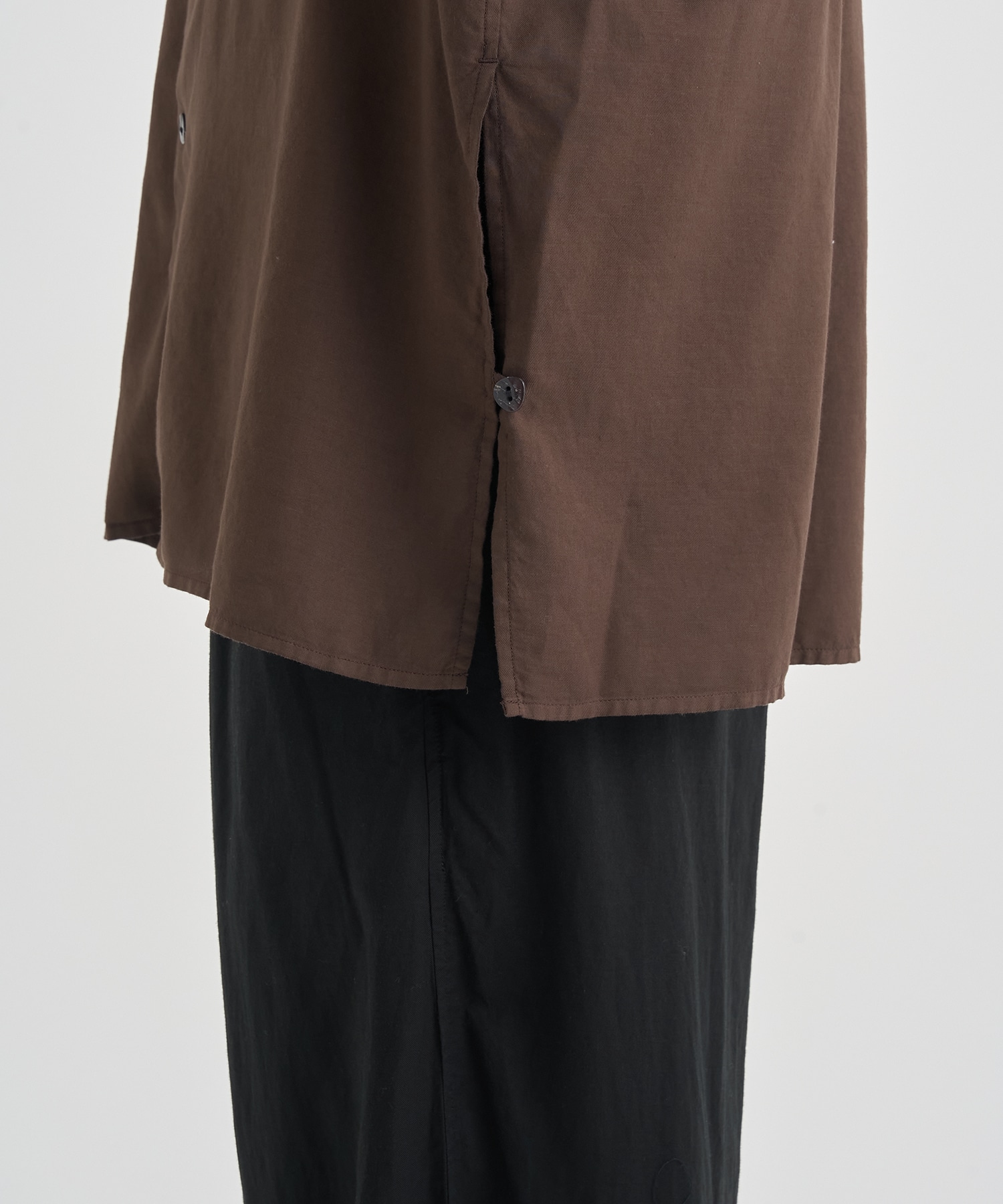 GARMENTDYED COTTON SILK TWILL OPEN COLLAR SHIRT YOKE