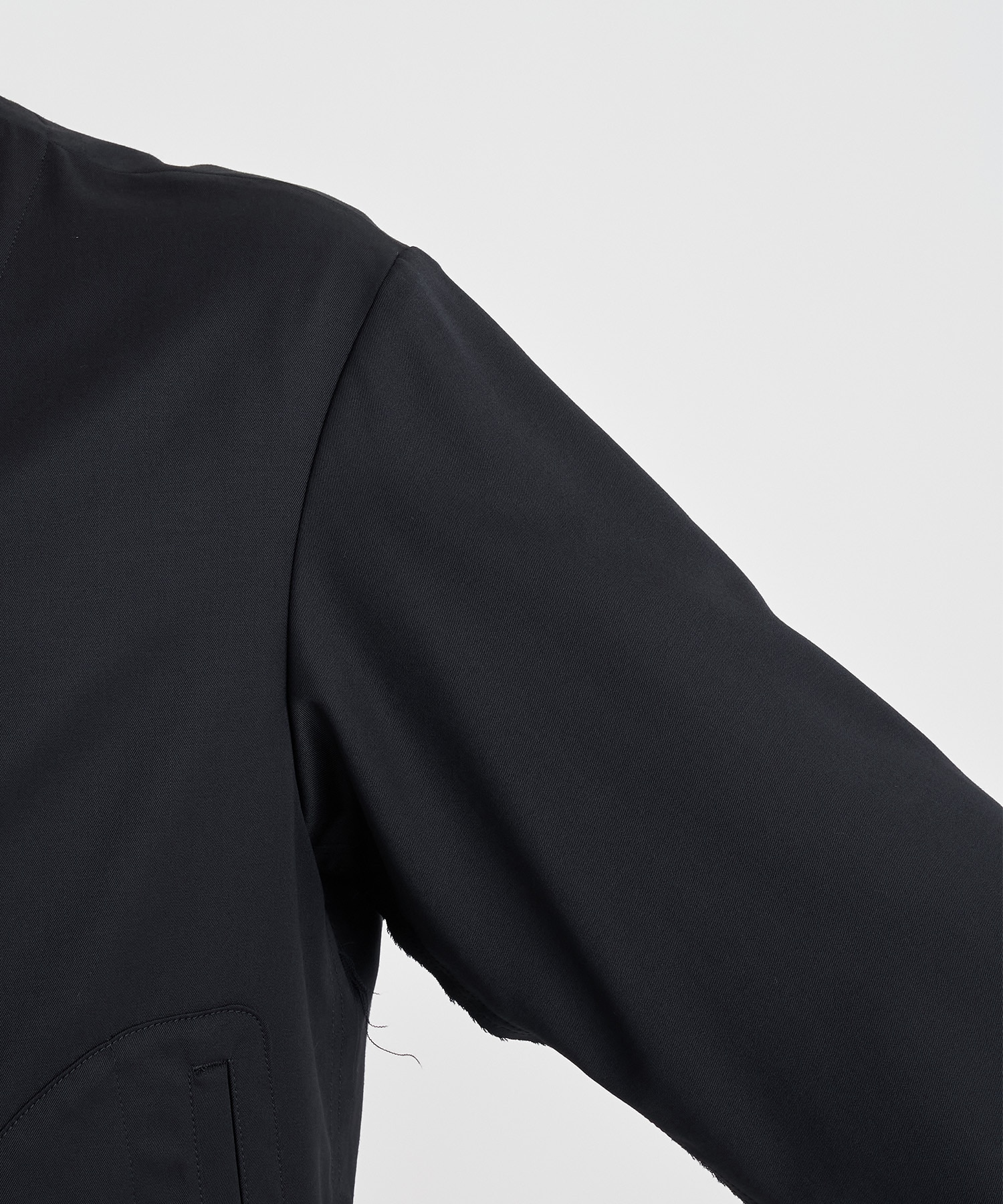 No-collar wool gabardine jacket 