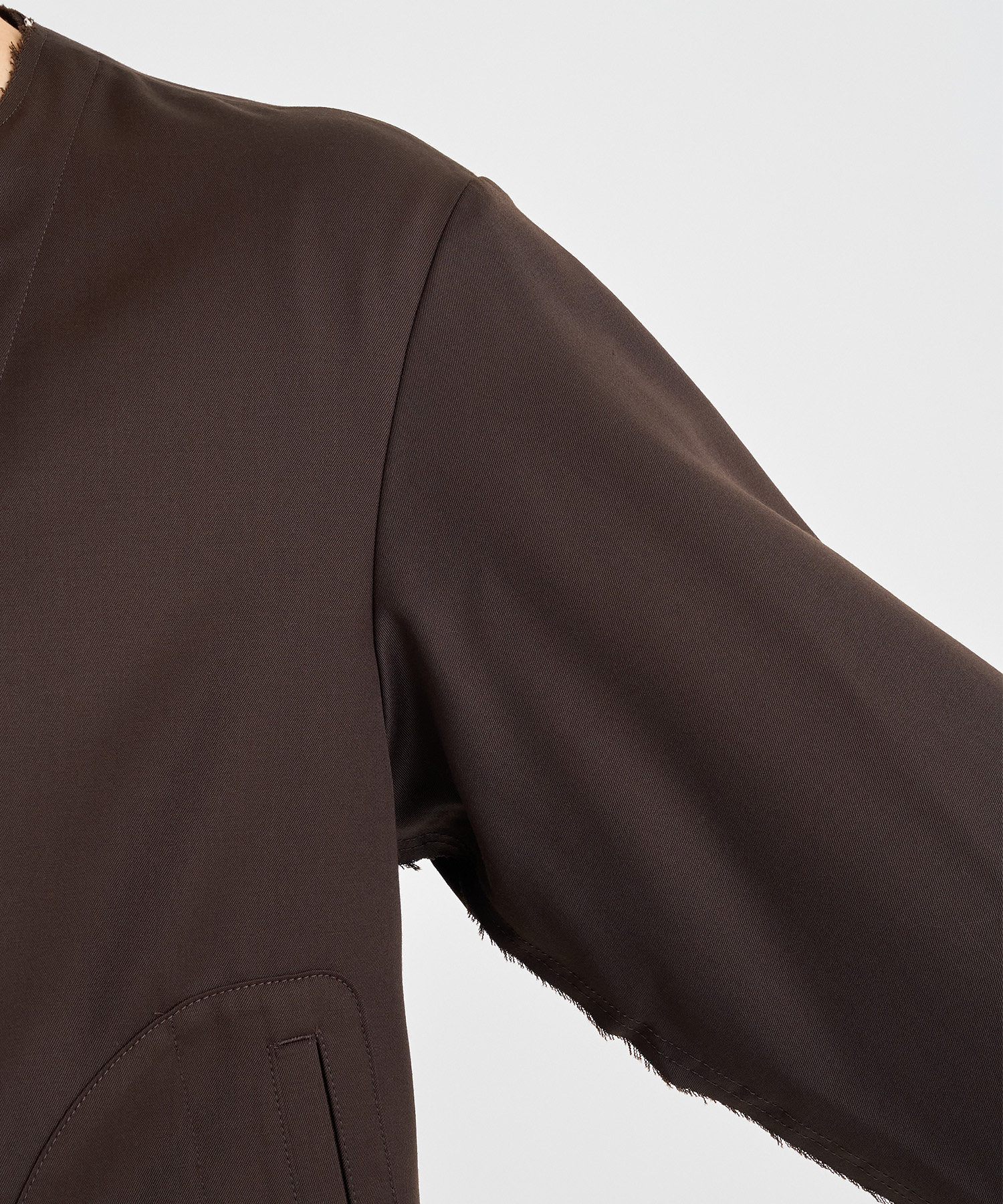 No-collar wool gabardine jacket 