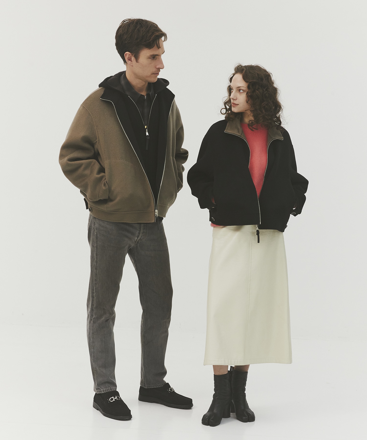 CASHMERE REVERSIBLE STAND ZIP BLOUSON 