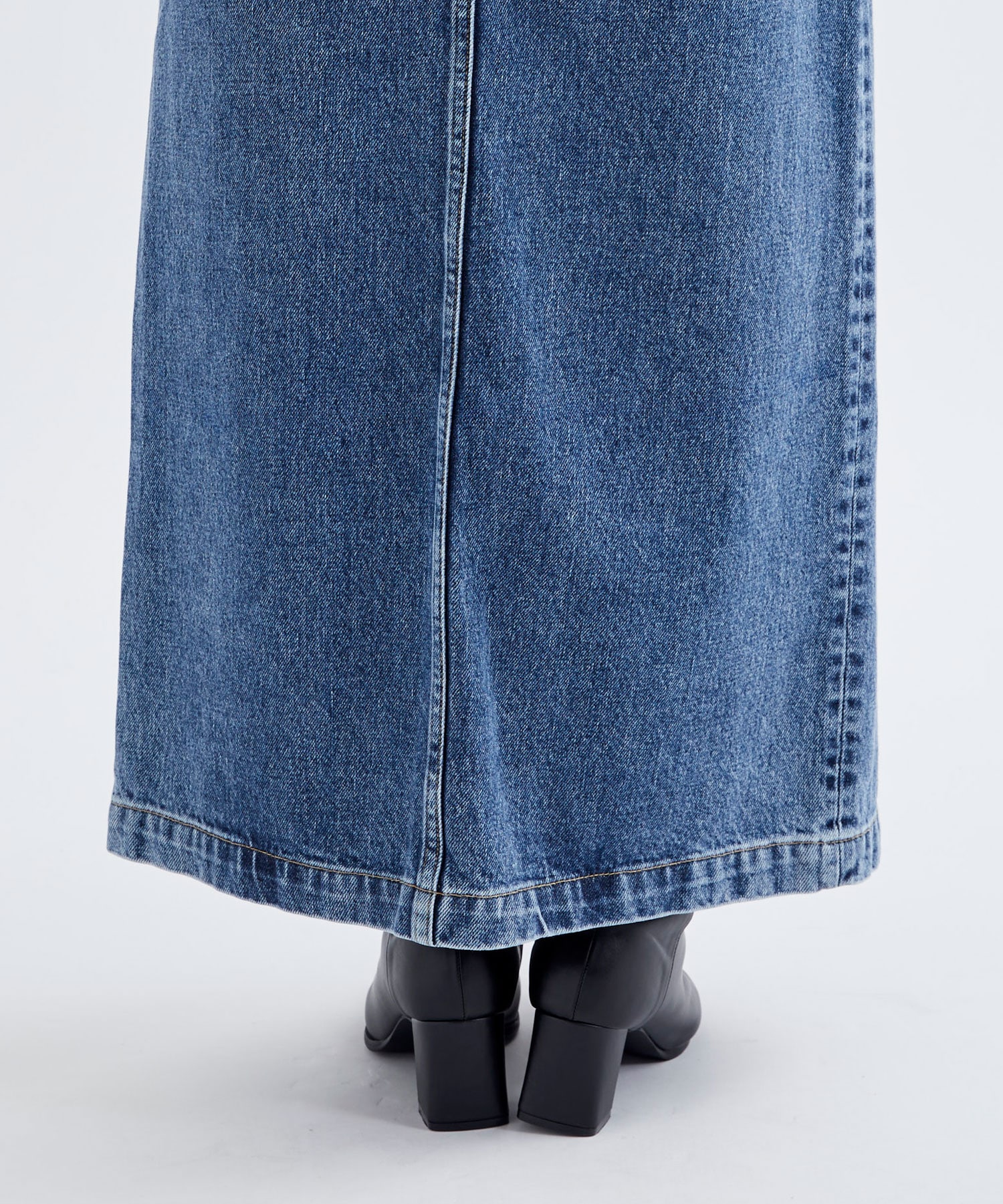 WASHED DENIM ZIPPED LONG SKIRT JOHN LAWRENCE SULLIVAN