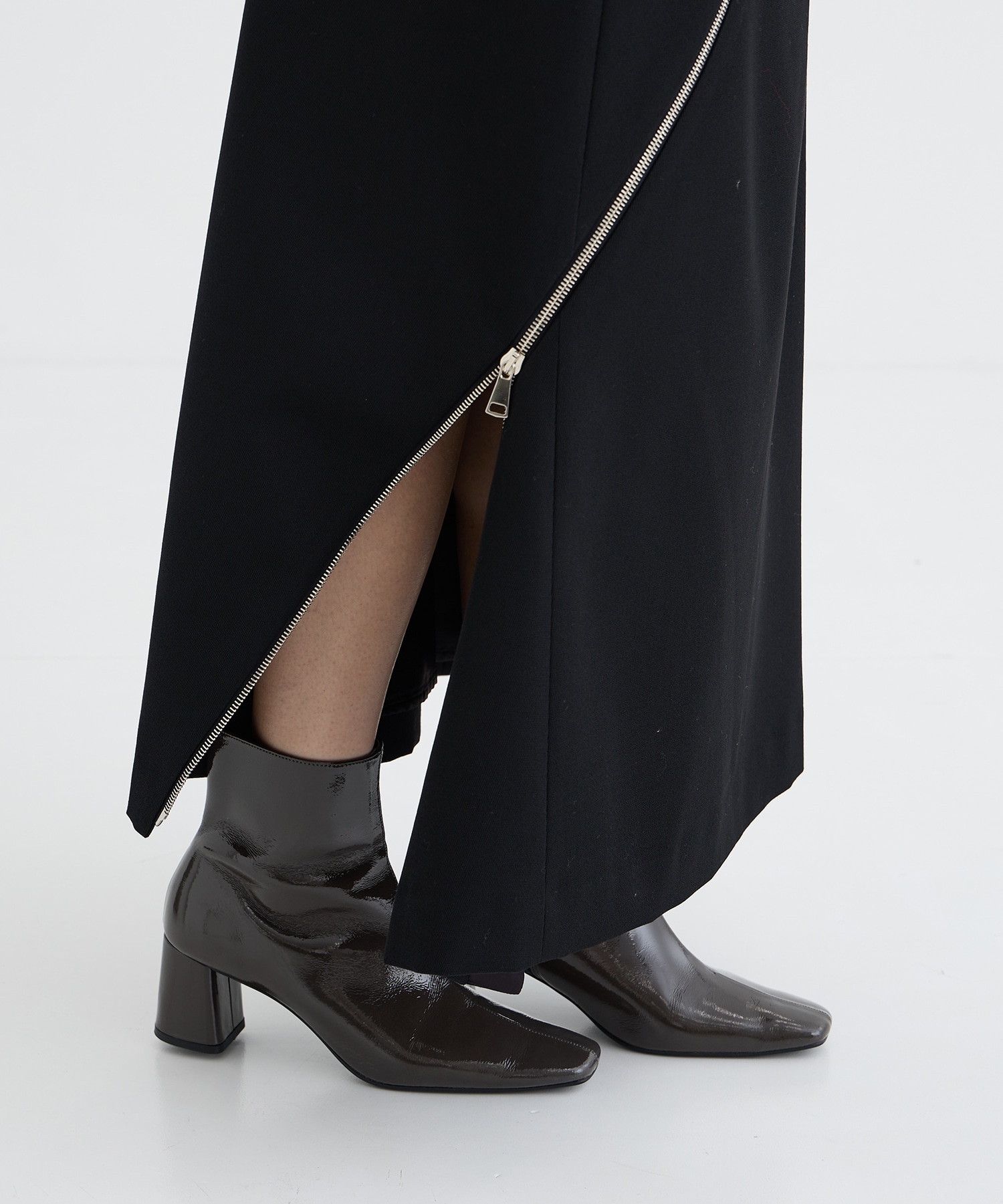 ZIP-DETAIL LONG SKIRT PHOTOCOPIEU