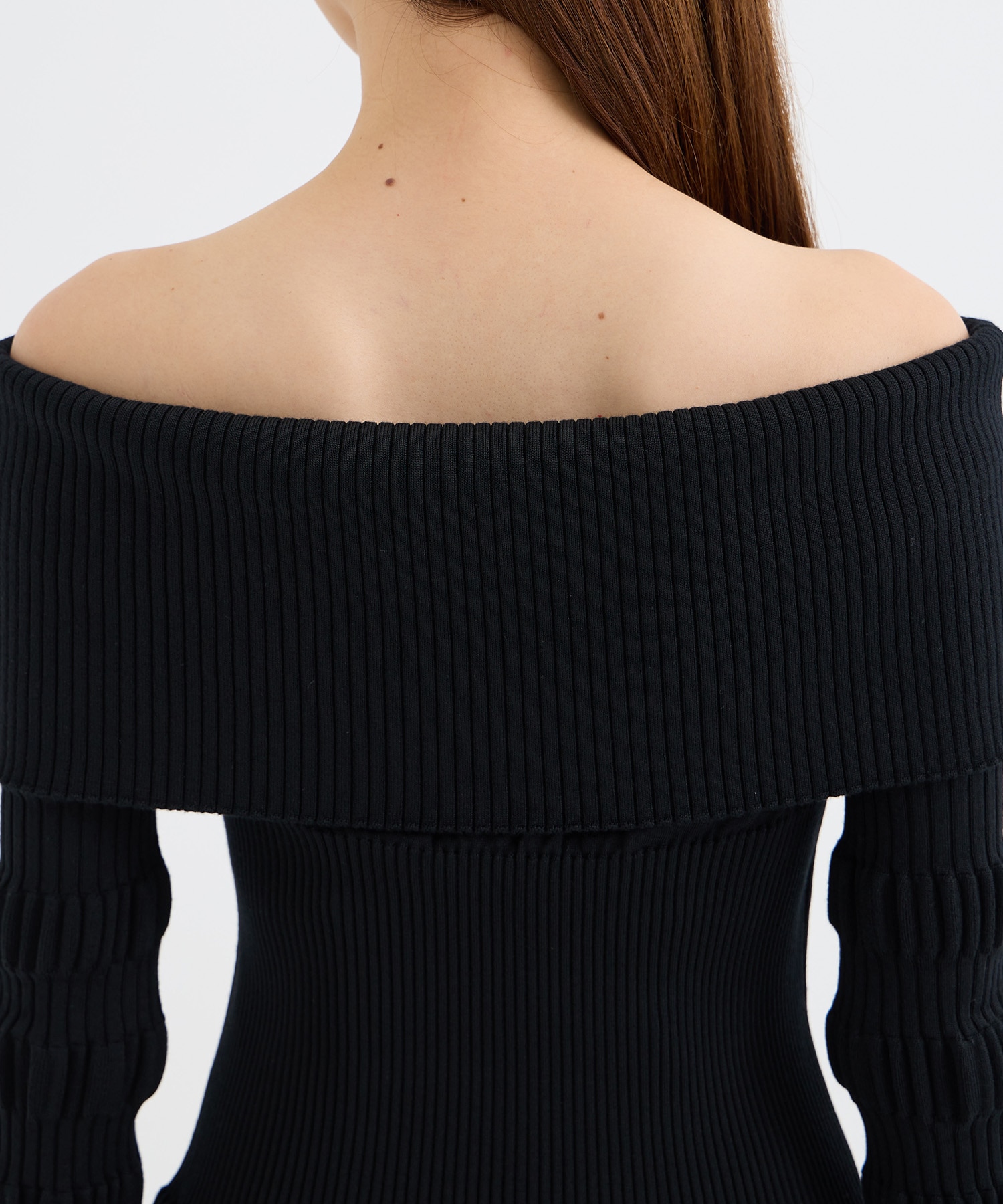 STRIPE KNIT OFF-SHOULDER DRESS FETICO