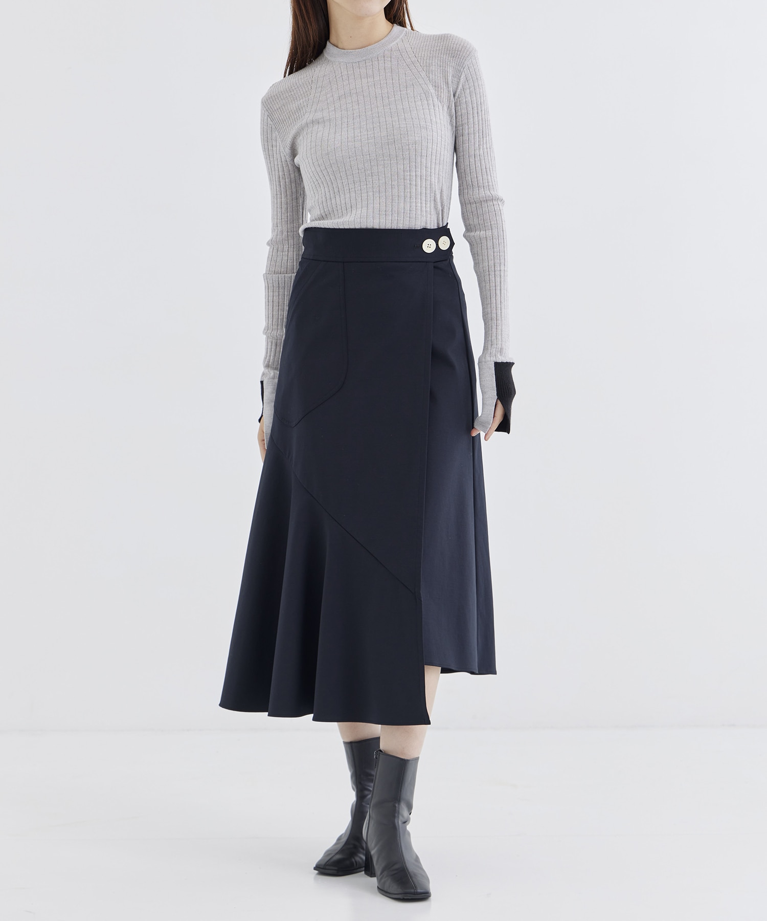 MAT WASHABLE HIGH FANCTION JARSEY WRAP SKIRT THE TOKYO