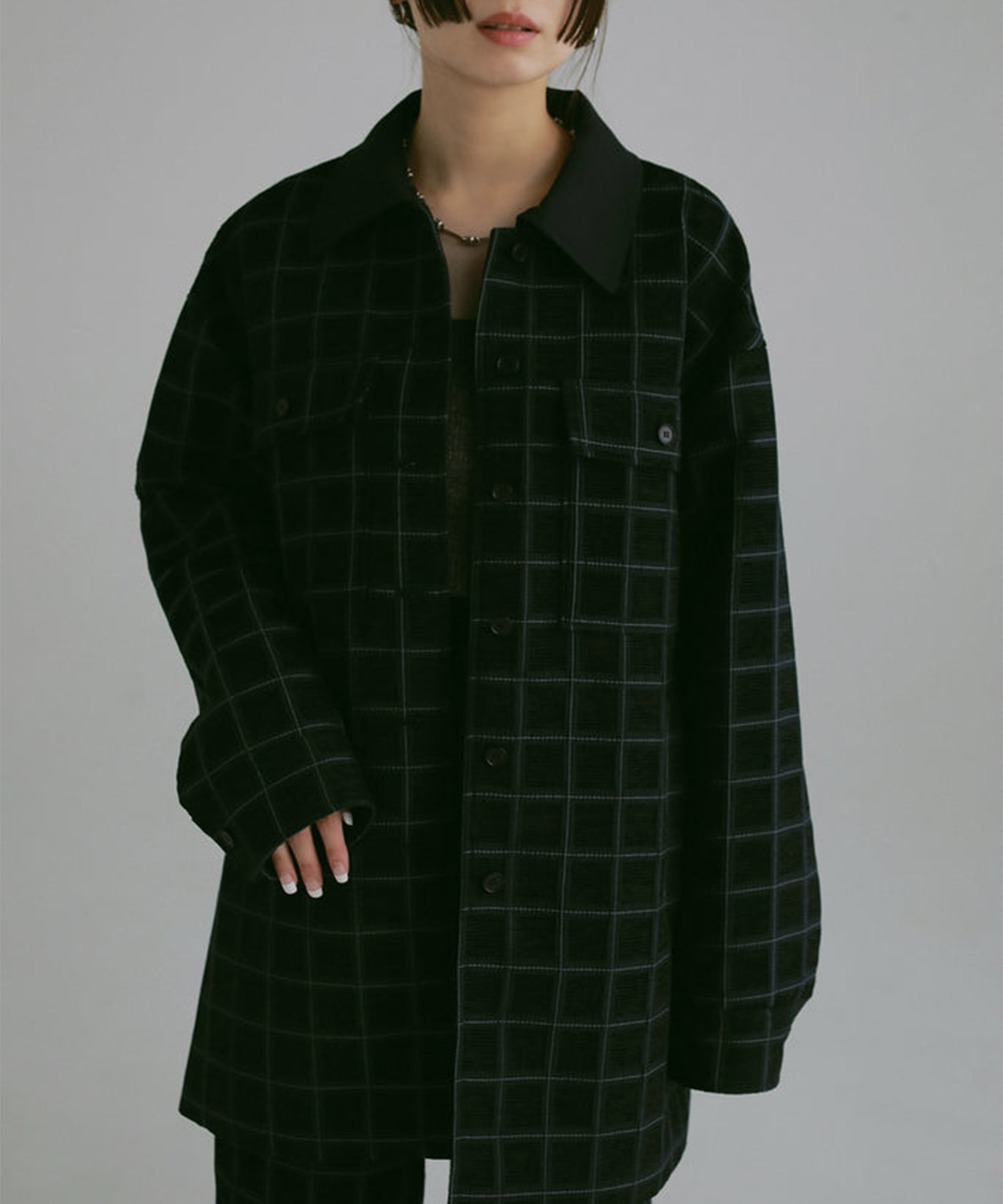 velvet jacquard check blouson Louren