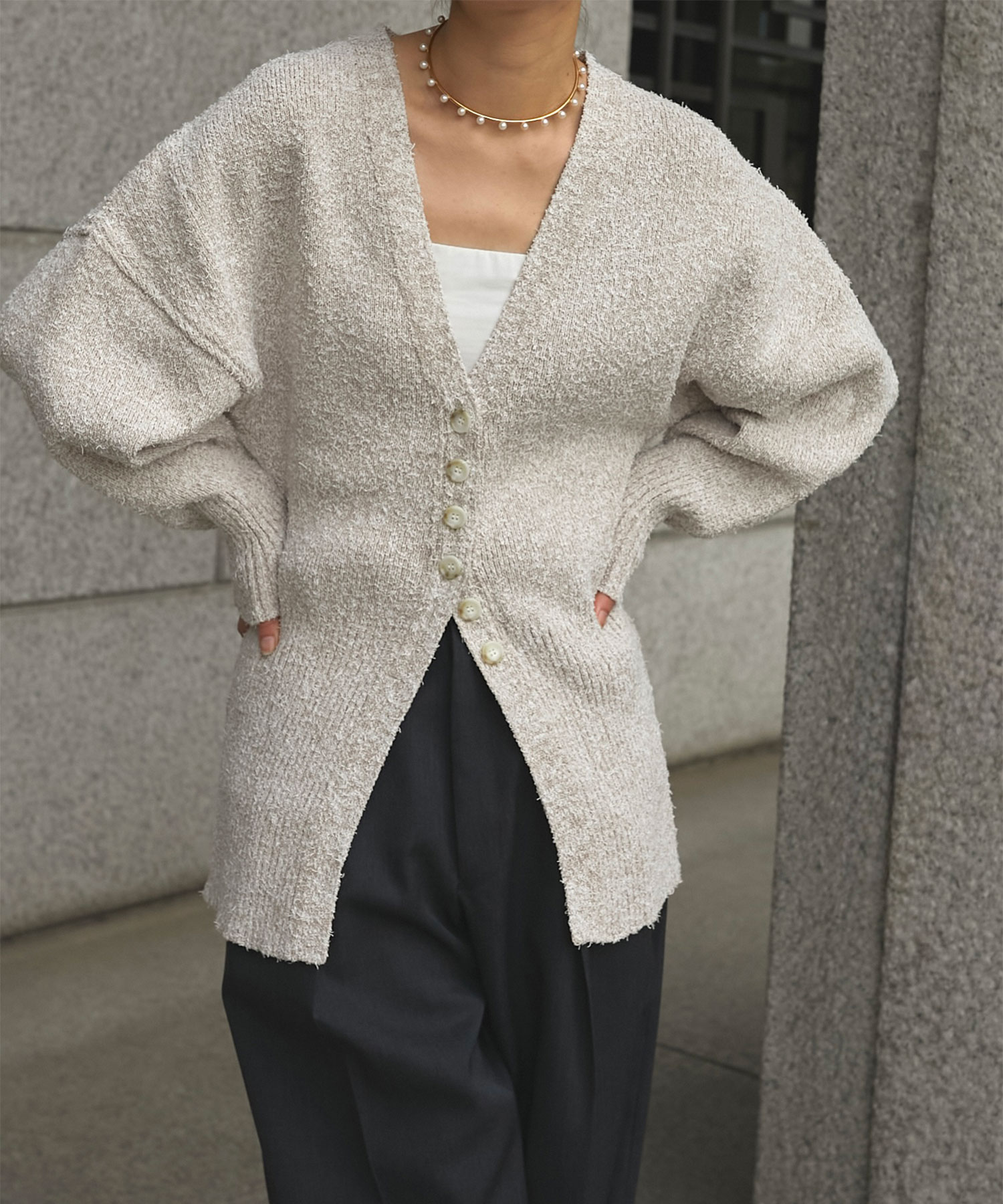 別注 Tweed Like Knit Cardigan AKIRANAKA