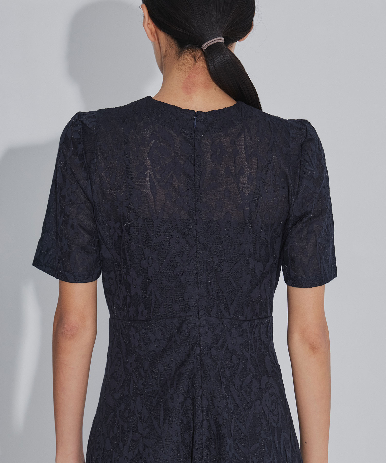 別注 FLOWER JACQUARD SHORT SLEEVE DRESS PHOTOCOPIEU