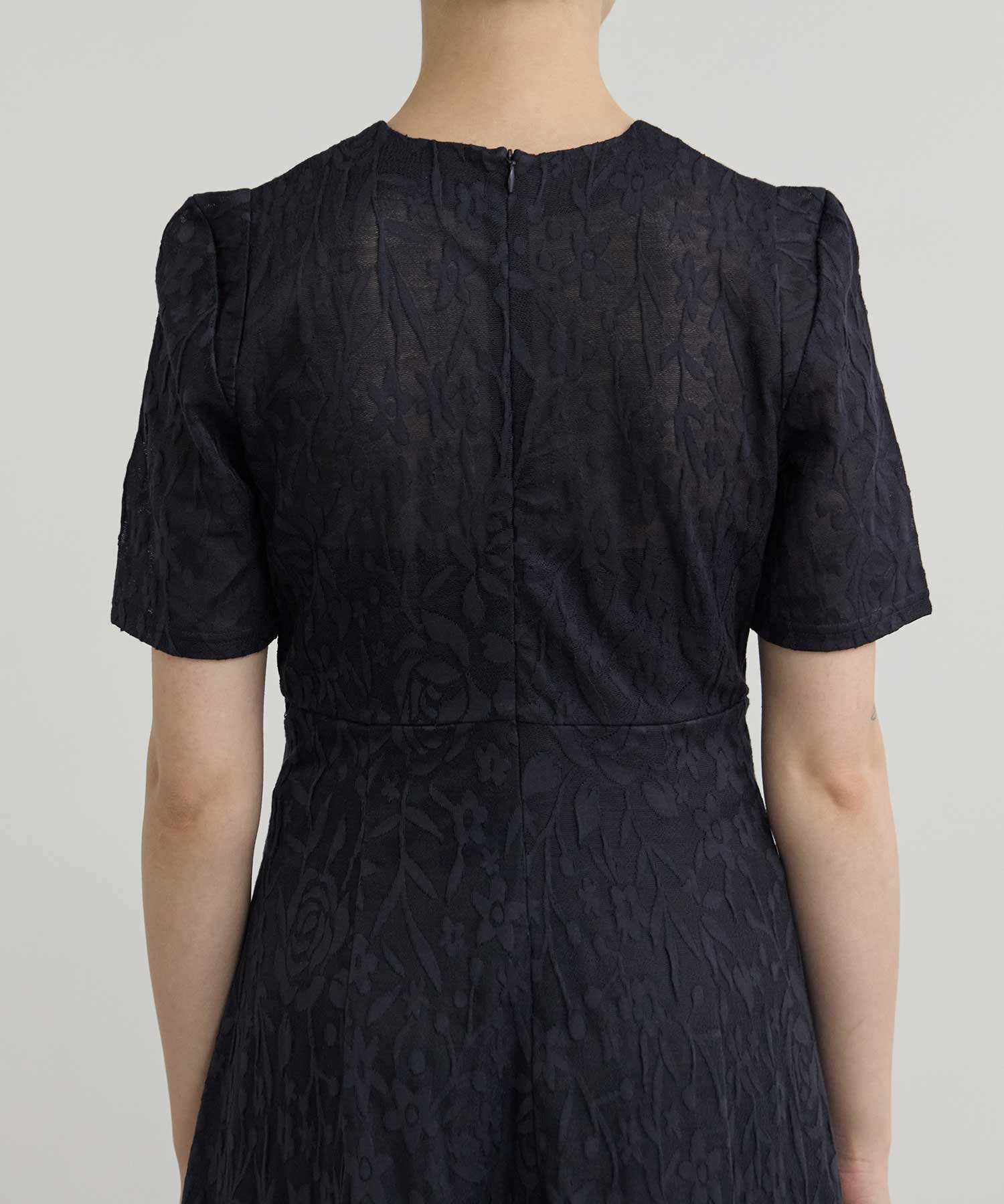 別注 FLOWER JAQUARD SHORT SLEEVE DRESS PHOTOCOPIEU