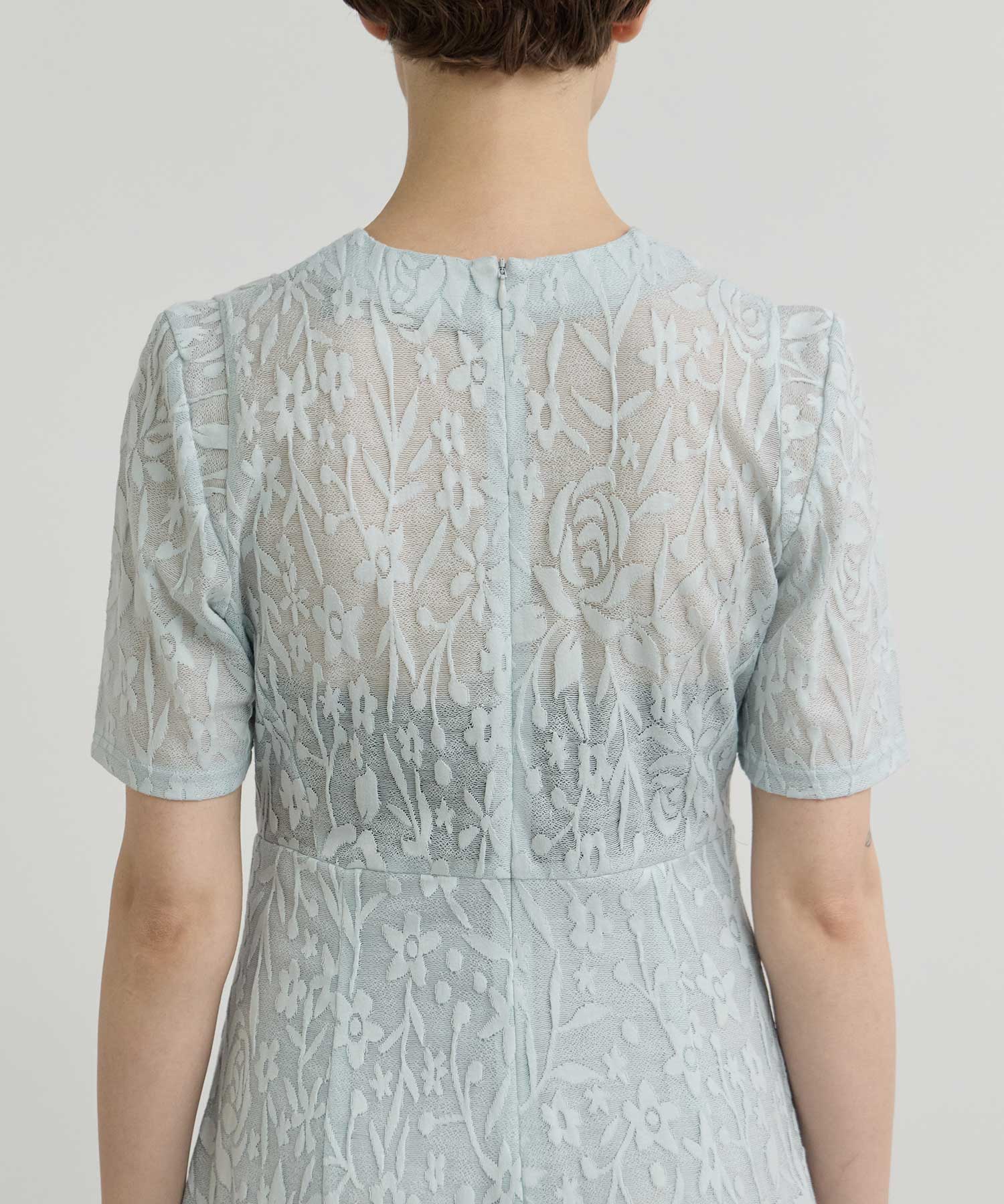 別注 FLOWER JAQUARD SHORT SLEEVE DRESS PHOTOCOPIEU