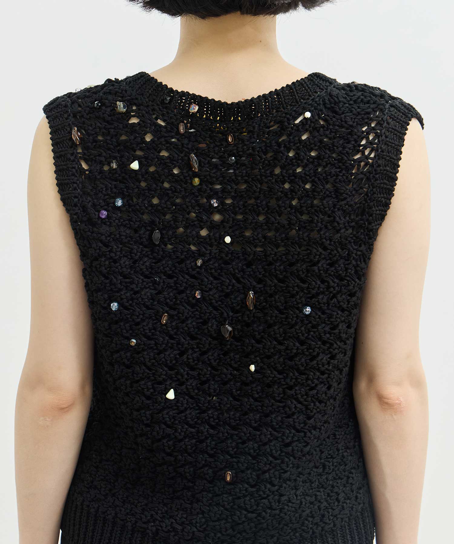 EX.Gerda glass beads&ores knit BK AKIRANAKA