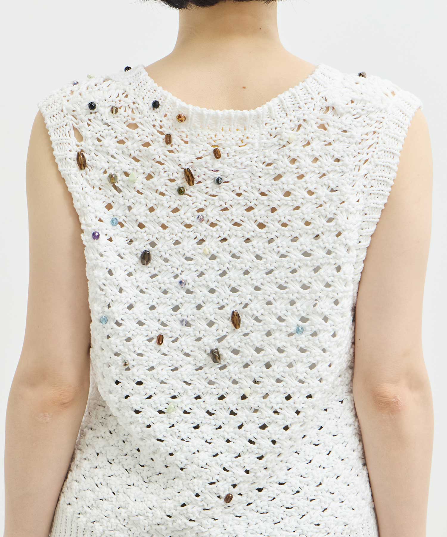 EX.Gerda glass beads&ores knit WH AKIRANAKA