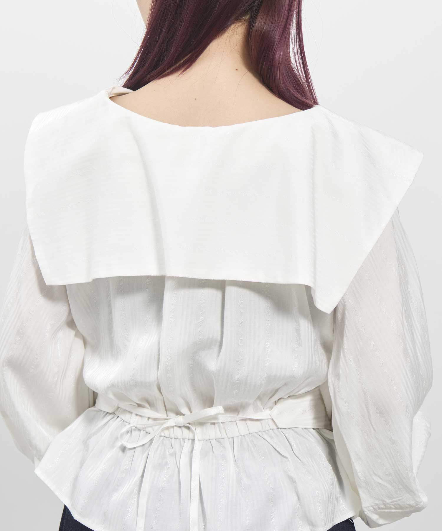 Rose jaquard stripe sailor collar blouse｜FETICO（フェティコ
