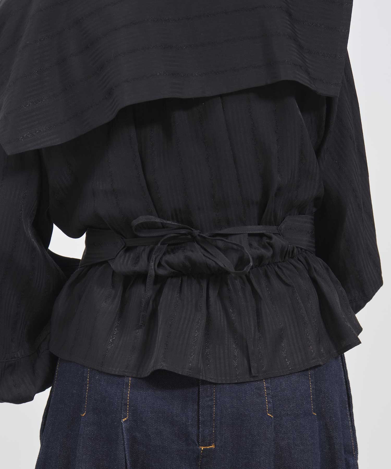 Rose jaquard stripe sailor collar blouse FETICO