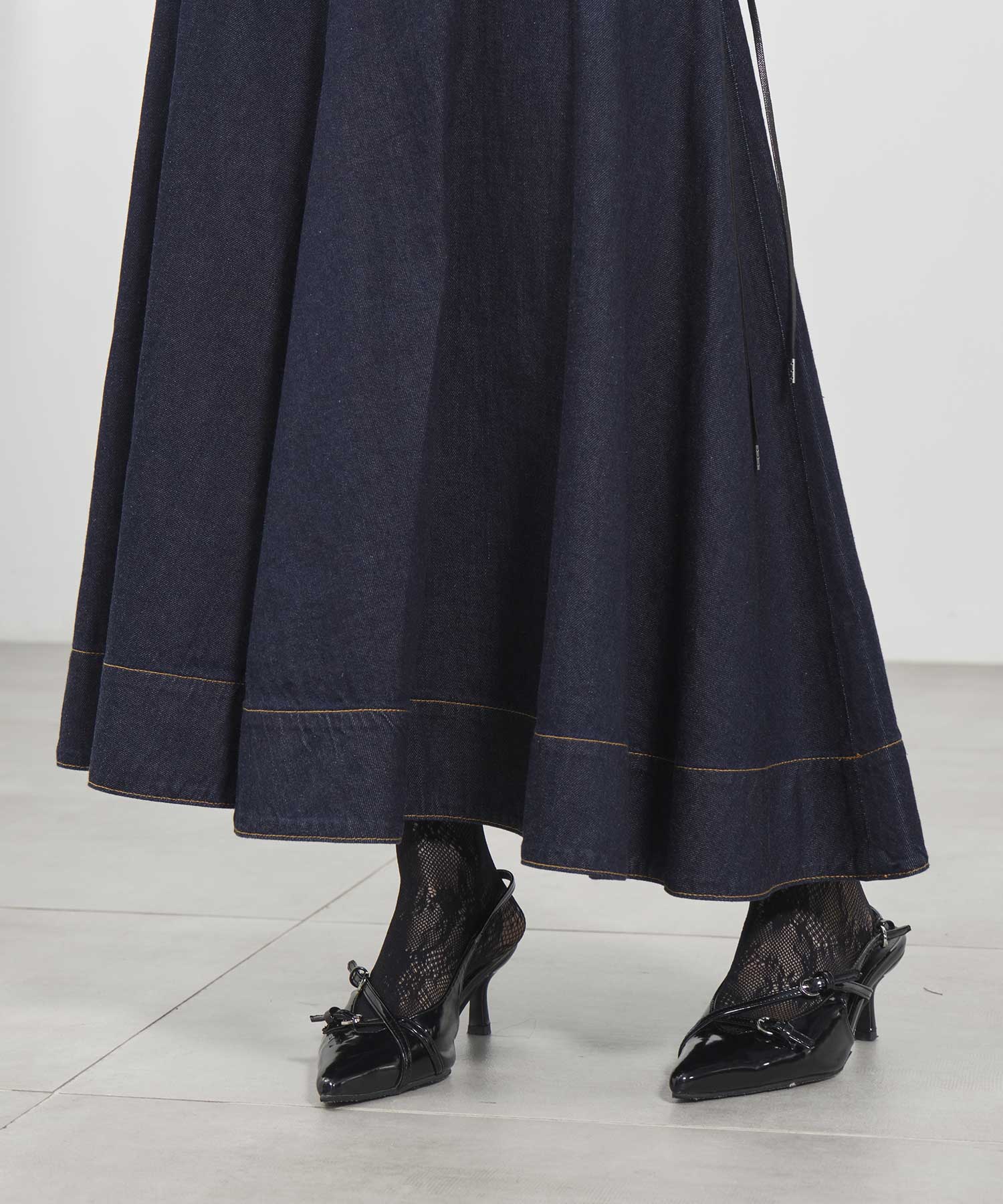 Lace up denim flare skirt FETICO
