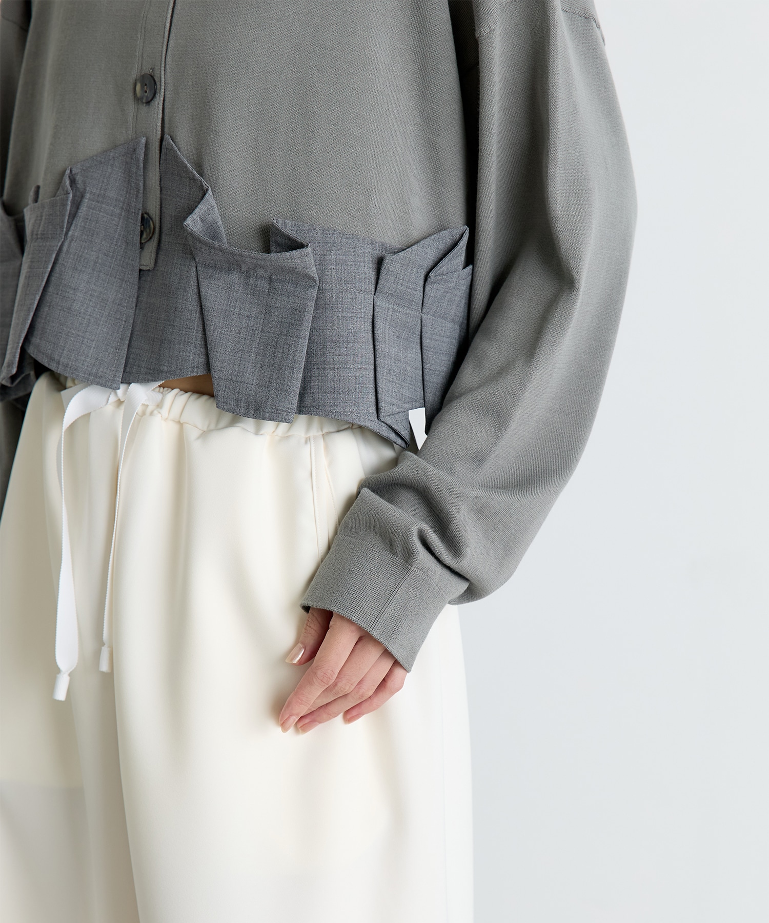TACK DOCKING-HEM CARDIGAN ENFOLD