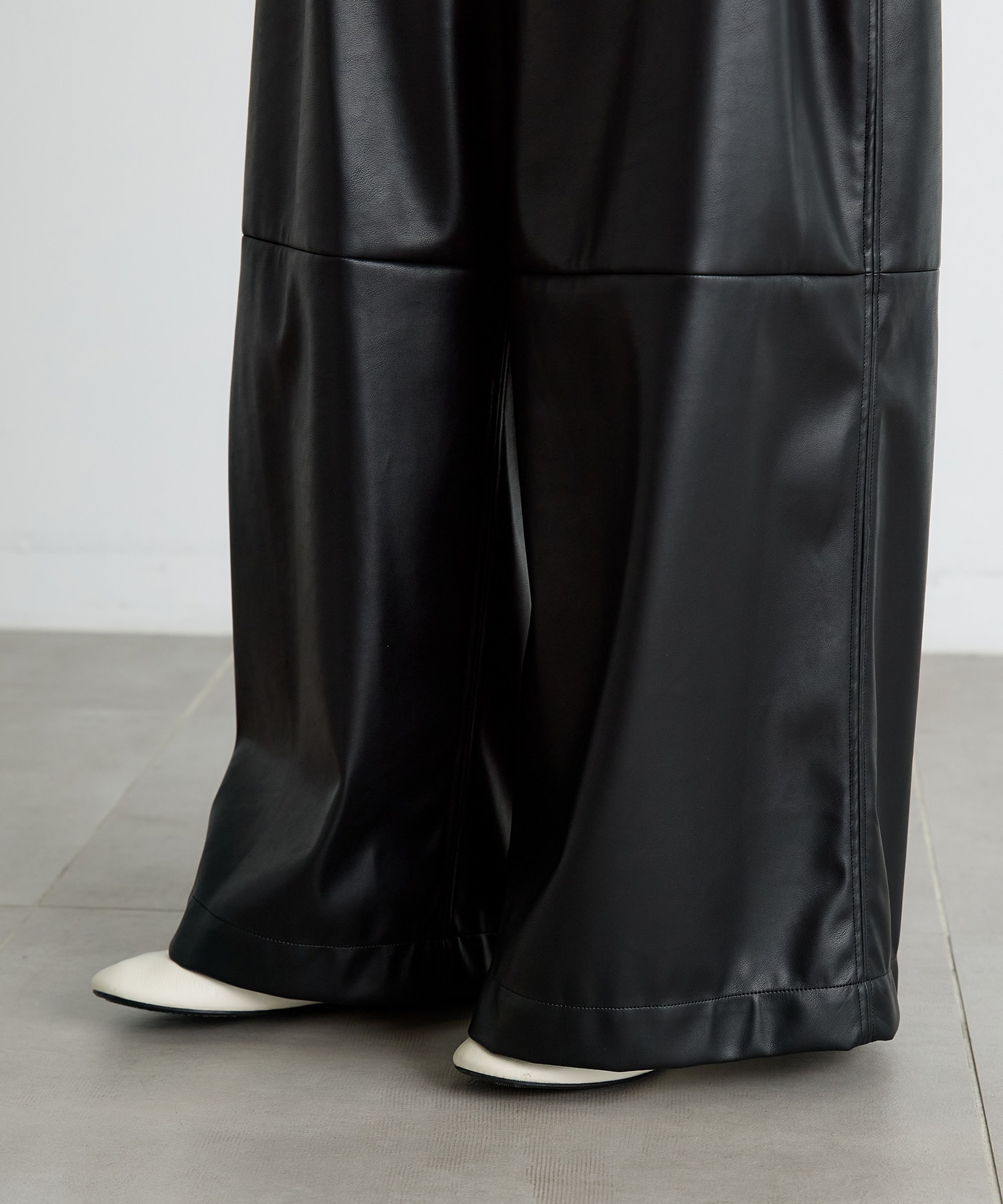 Synthetic Leather Wide Trousers IIROT
