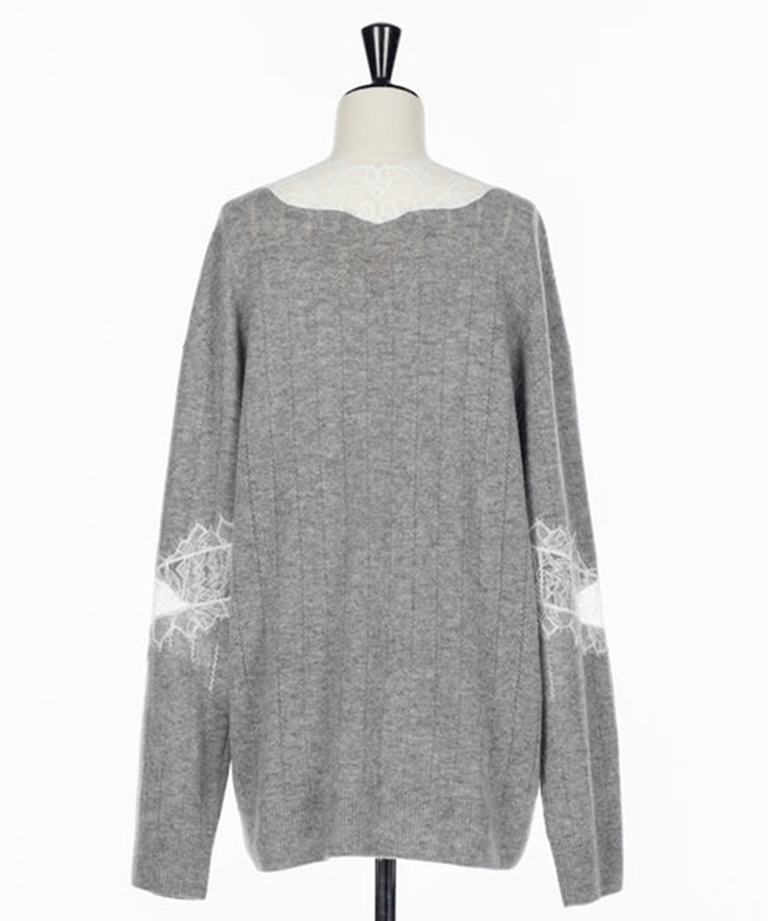 OVERSIZED HAIRY LACE PANELED KNIT CARDIGAN FETICO