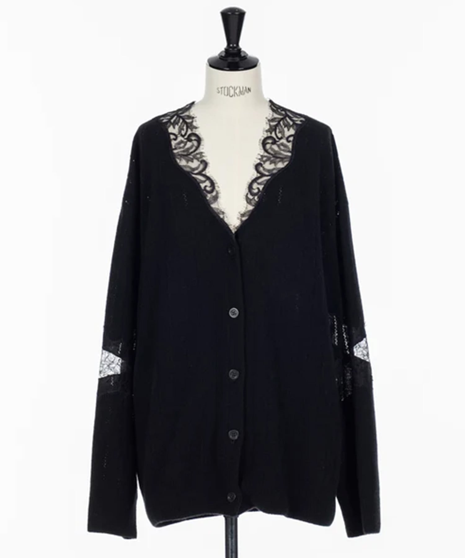 OVERSIZED HAIRY LACE PANELED KNIT CARDIGAN FETICO
