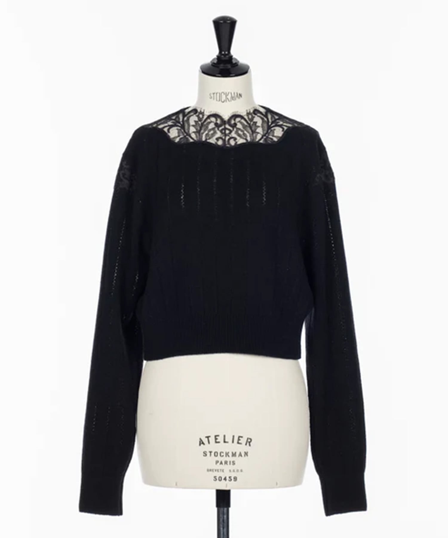 HAIRY LACE PANELED CROPPED PULLOVER FETICO