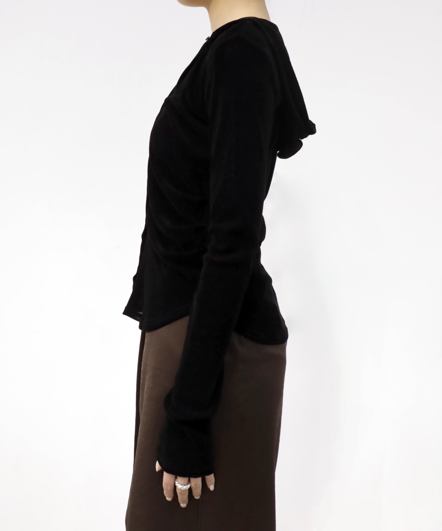 Velours Hoodie Cut Tops RITAN