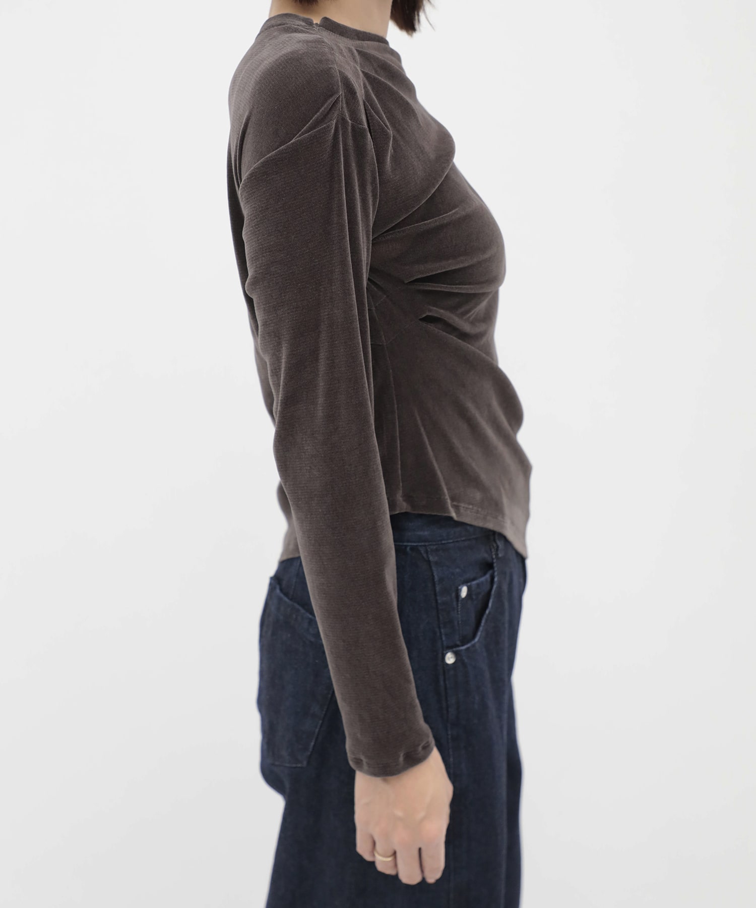 Velour One Shoulder Long T-Shirt RITAN