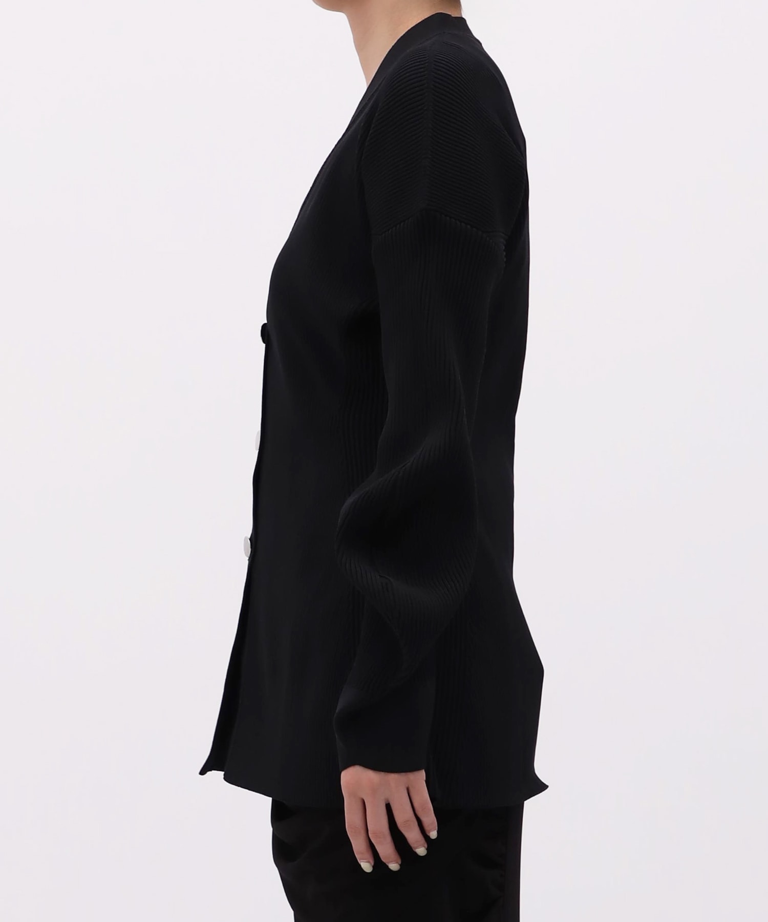 Arch Sleeve Rib Knit Cardigan RITAN