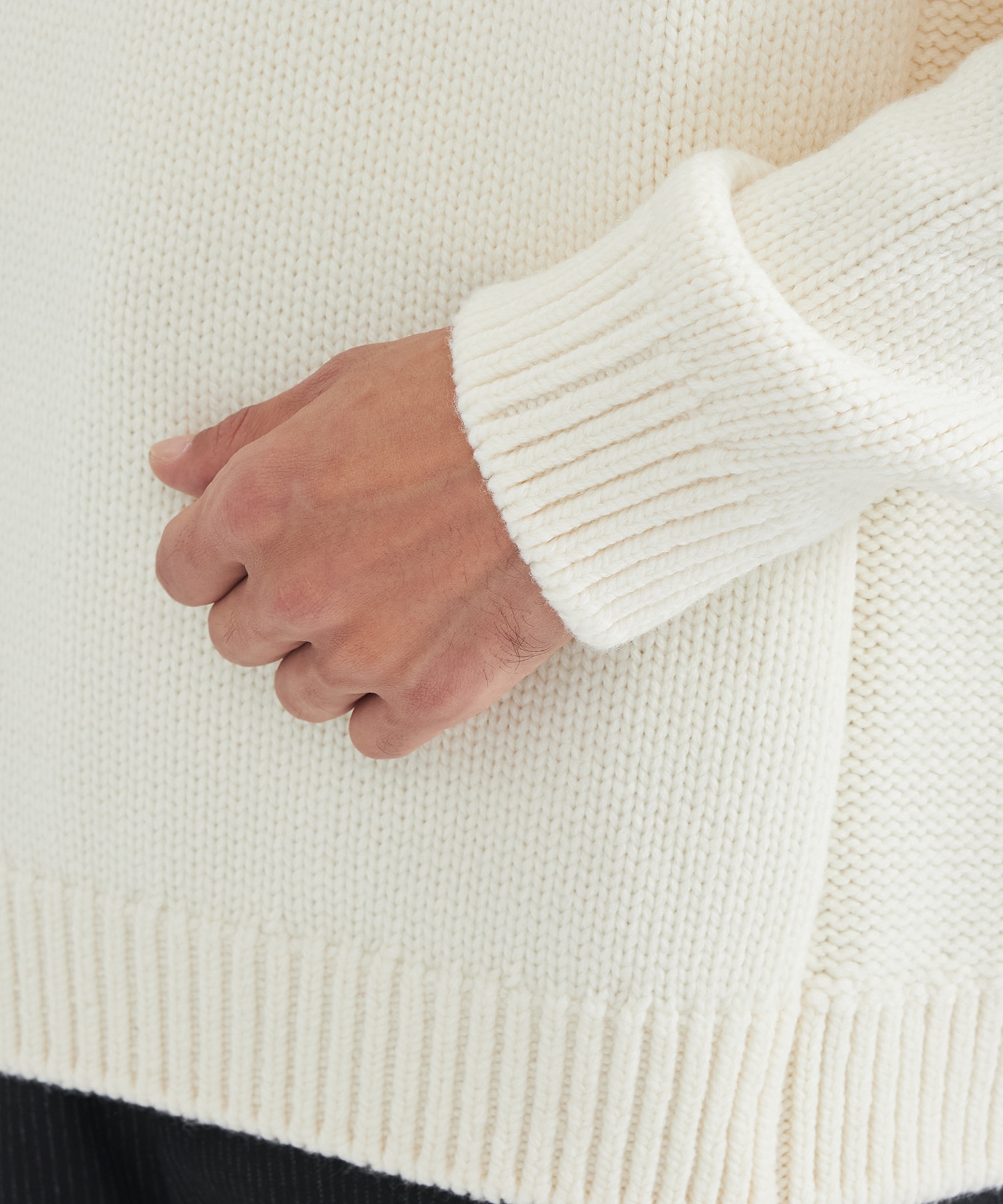 Wool Middle Gauge C/N Knit PO(44 OFF WHITE): THE TOKYO: MEN｜THE