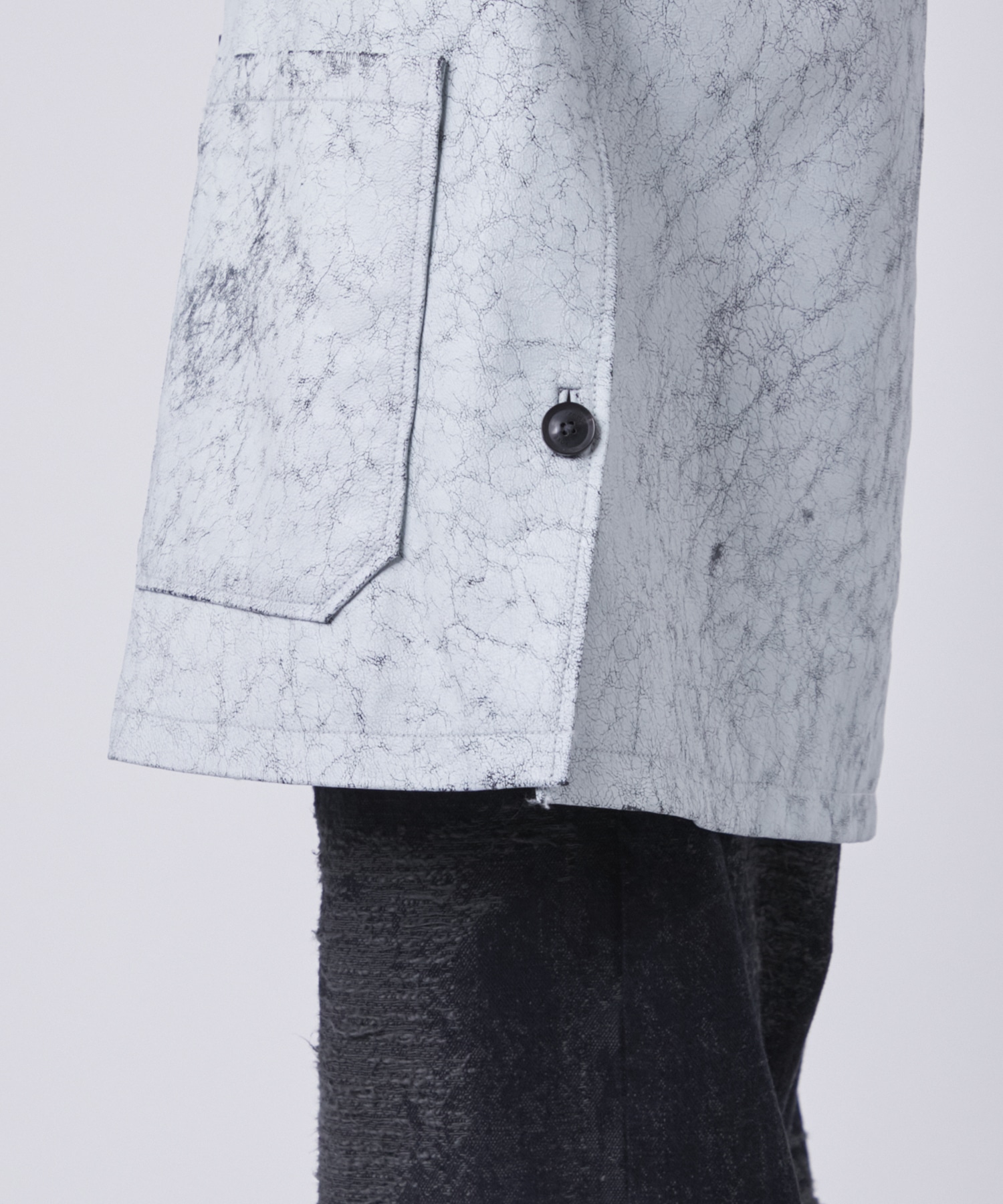 CRACKED GOAT LEATHER CAR COAT YOKE