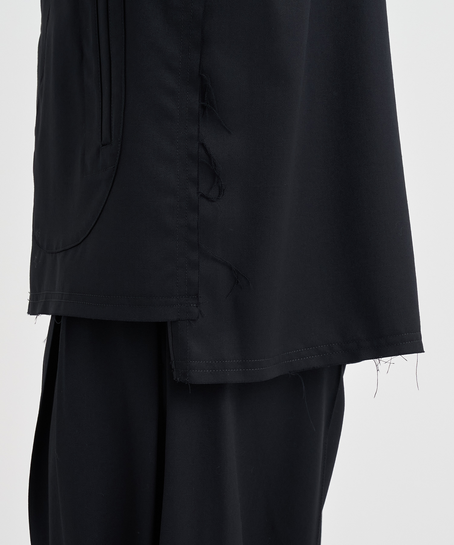 No-collar wool gabardine jacket 