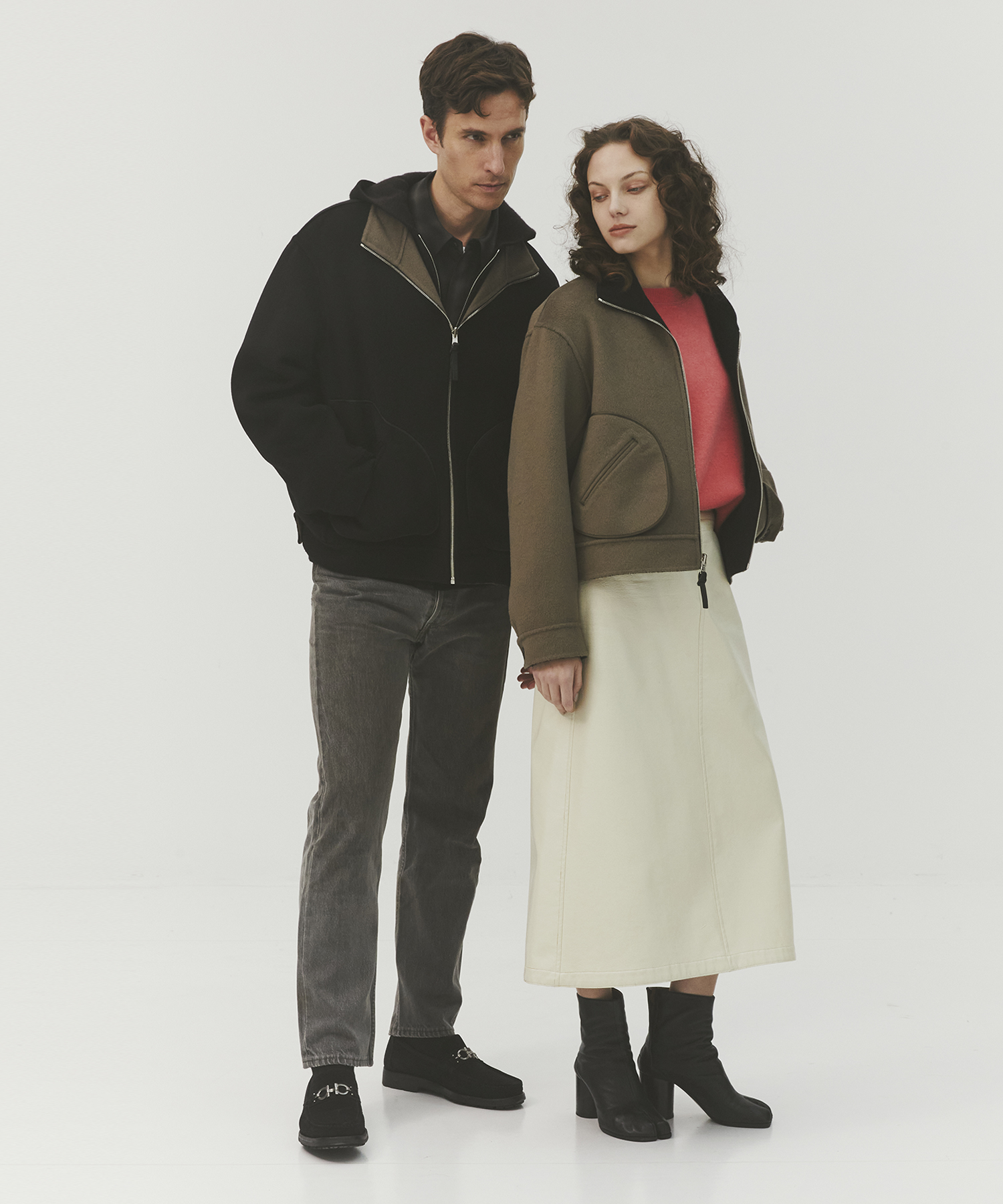 CASHMERE REVERSIBLE STAND ZIP BLOUSON 