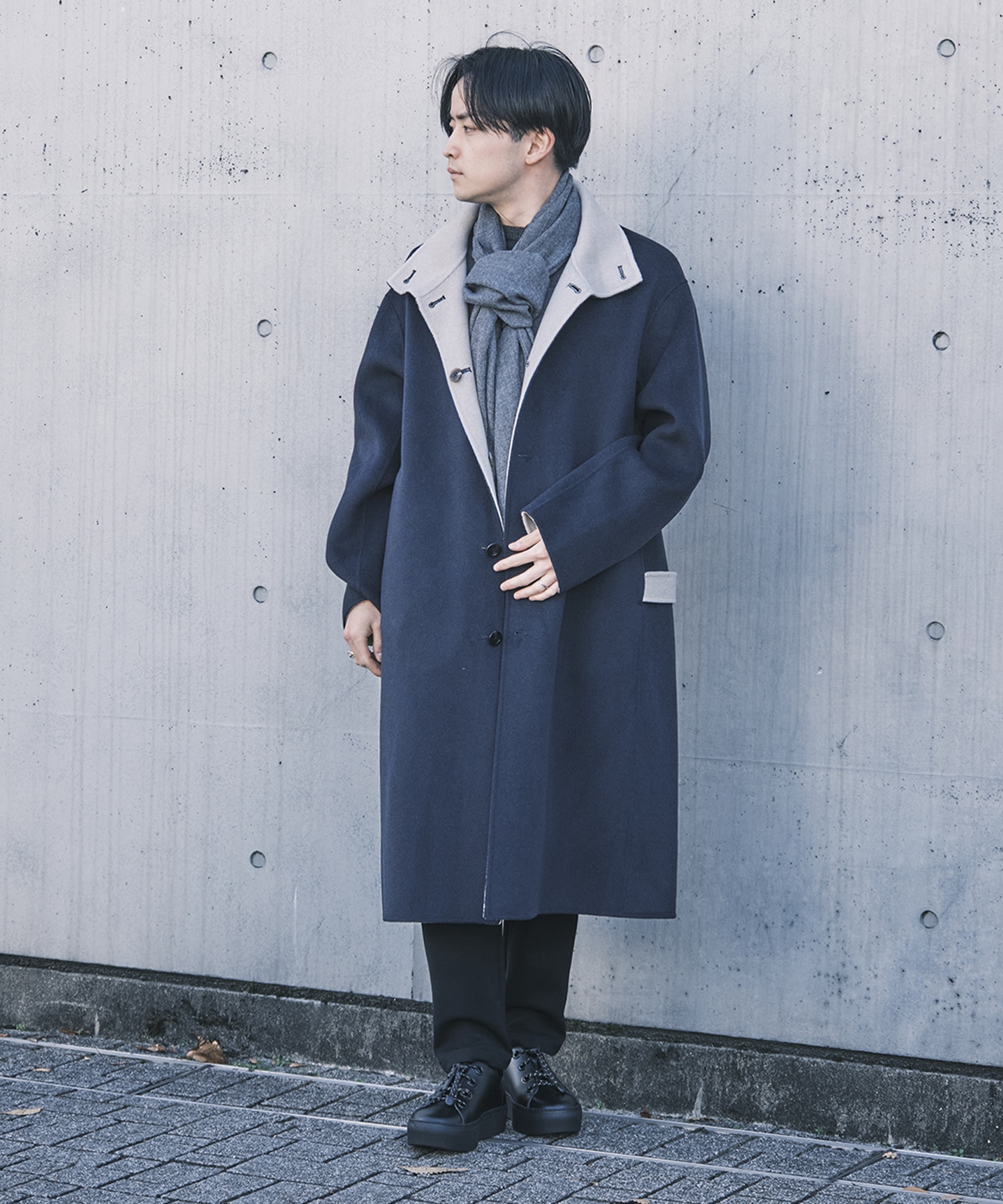 CASHMERE/SILK/WOOL STAND OVER COAT CASHMERE CASHMERE