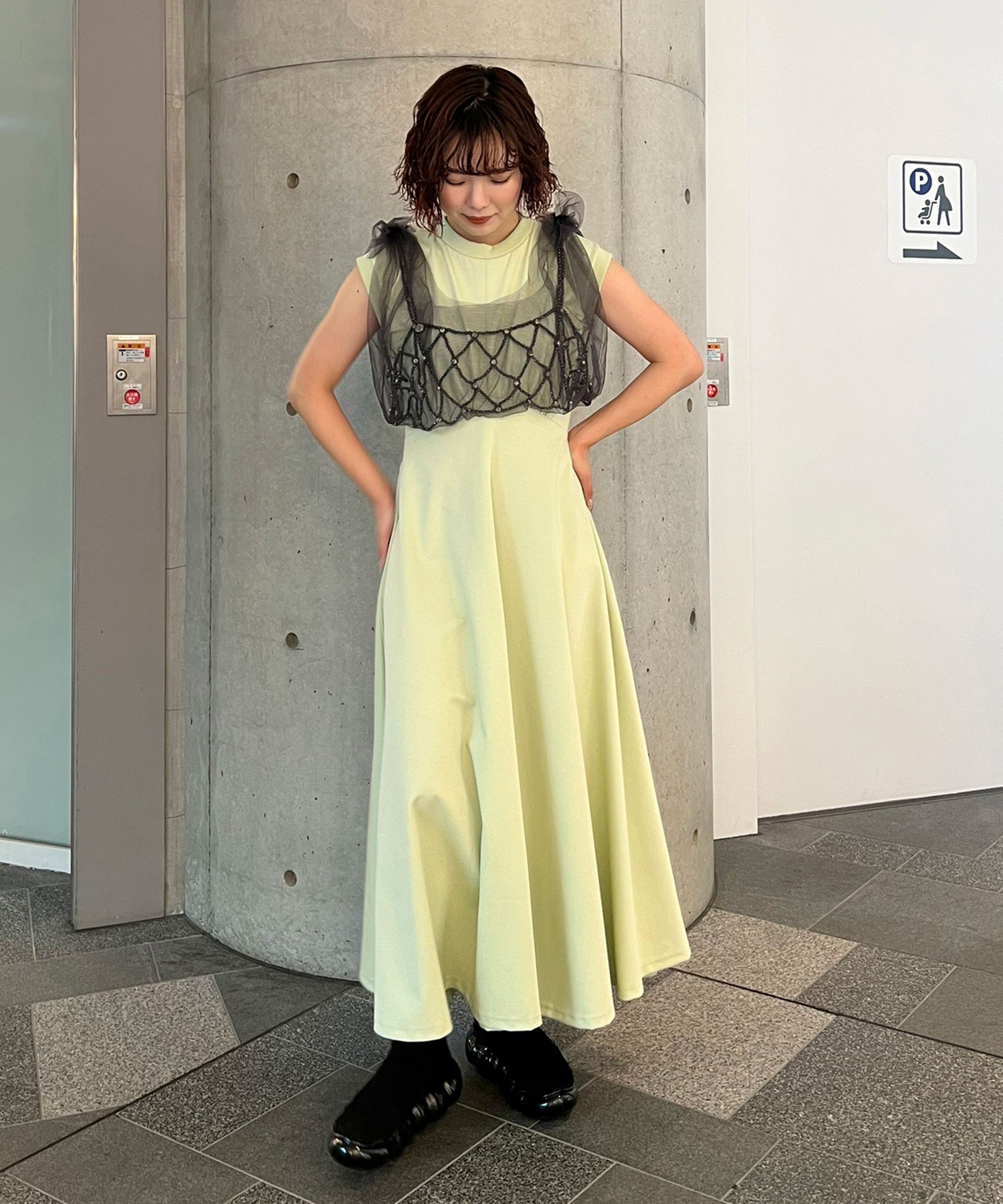 別注 SLEEVELESS FLARED DRESS PHOTOCOPIEU