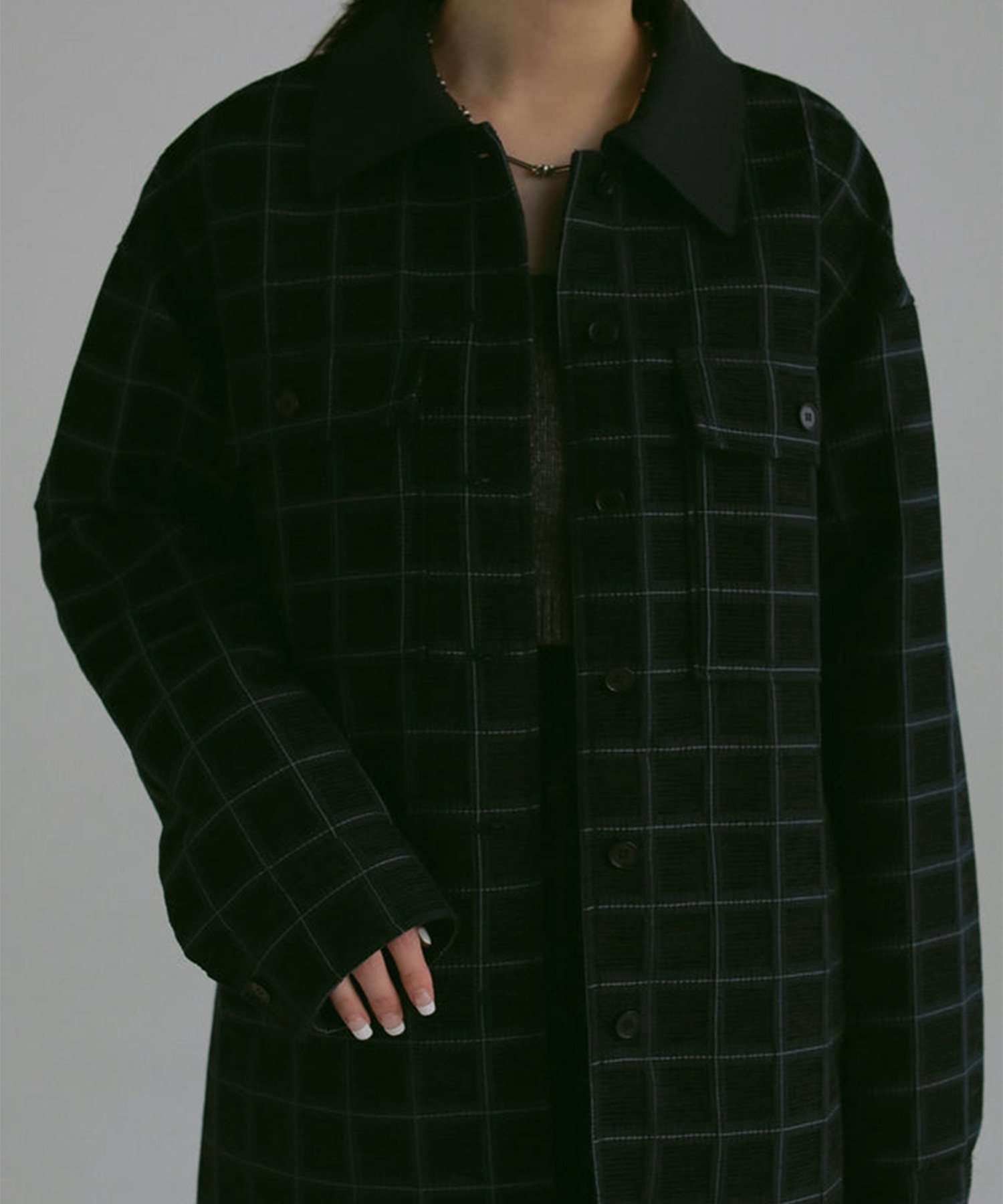 velvet jacquard check blouson Louren