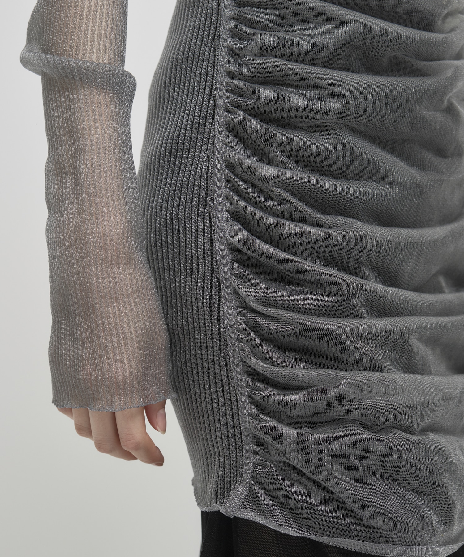 SHEER GATHERED KNIT TOP FETICO