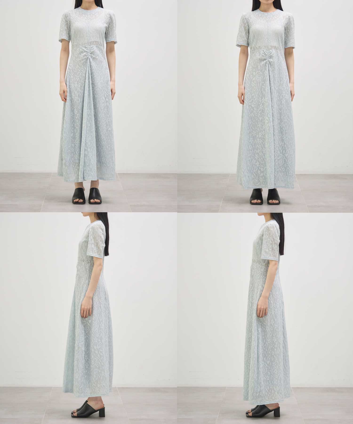 別注 FLOWER JACQUARD SHORT SLEEVE DRESS PHOTOCOPIEU