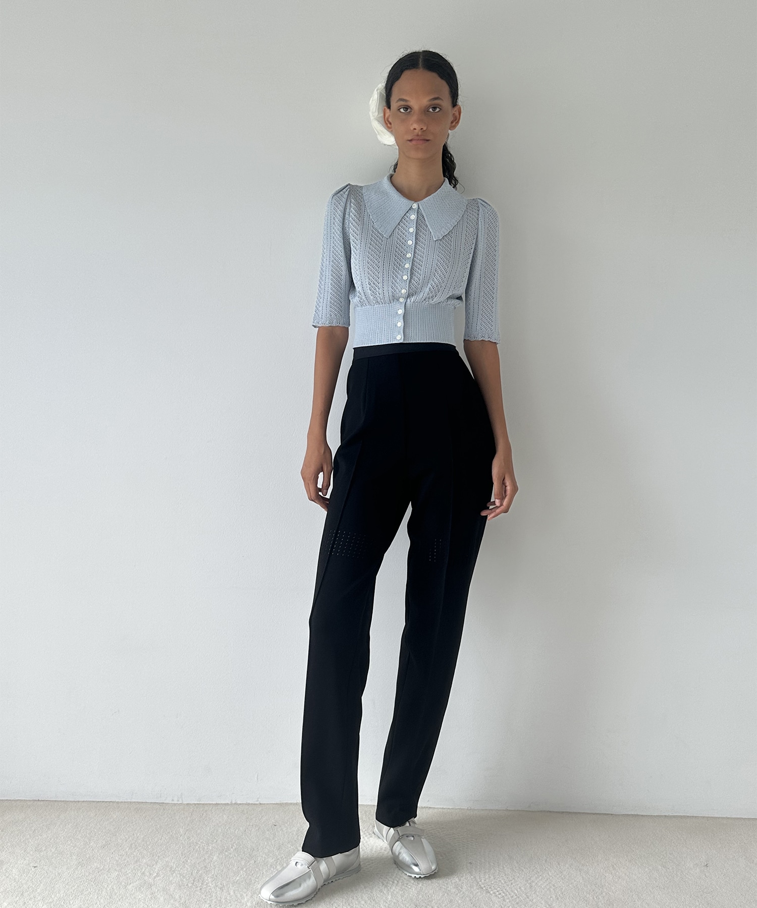 LACE KNIT SHORT-SLEEVED CARDIGAN FETICO