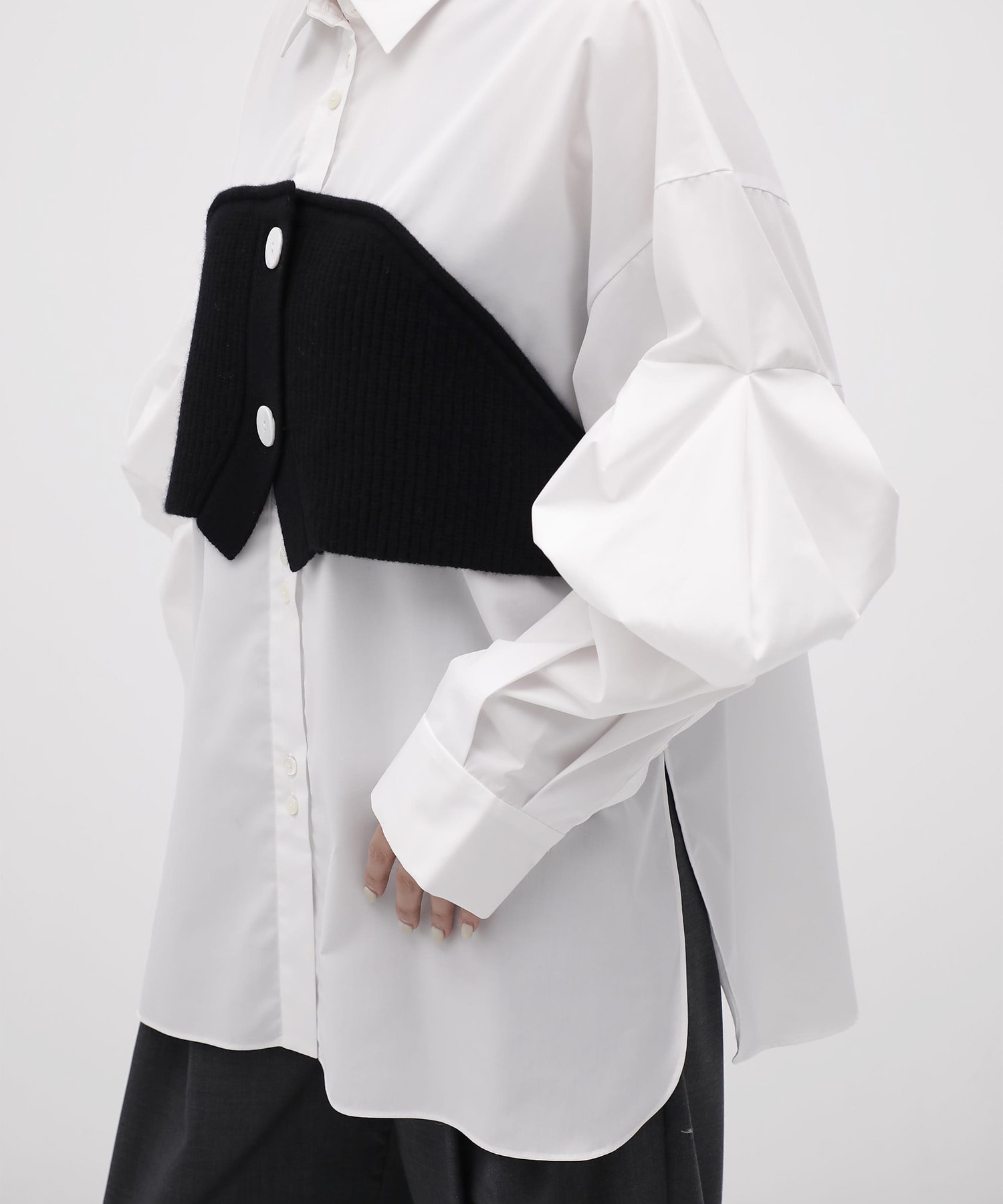 KNIT-DOCKING SHIRT ENFOLD