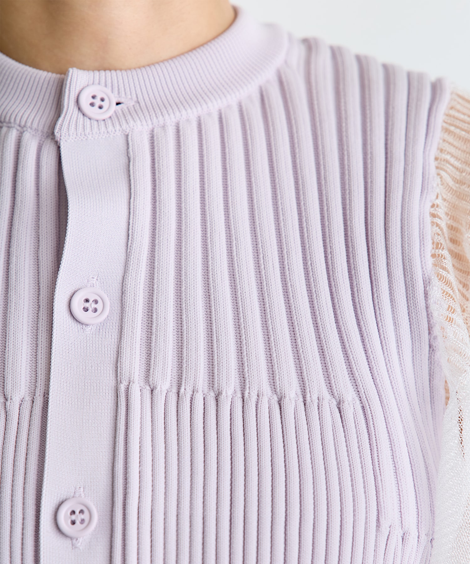 FLUTED LUCENT PUFF SLEEVE CARDIGAN CFCL