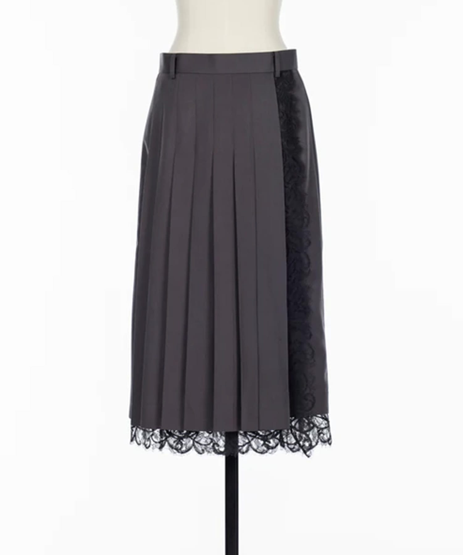 FINE WOOL PLEATED SKIRT WITH LACE TRIM FETICO